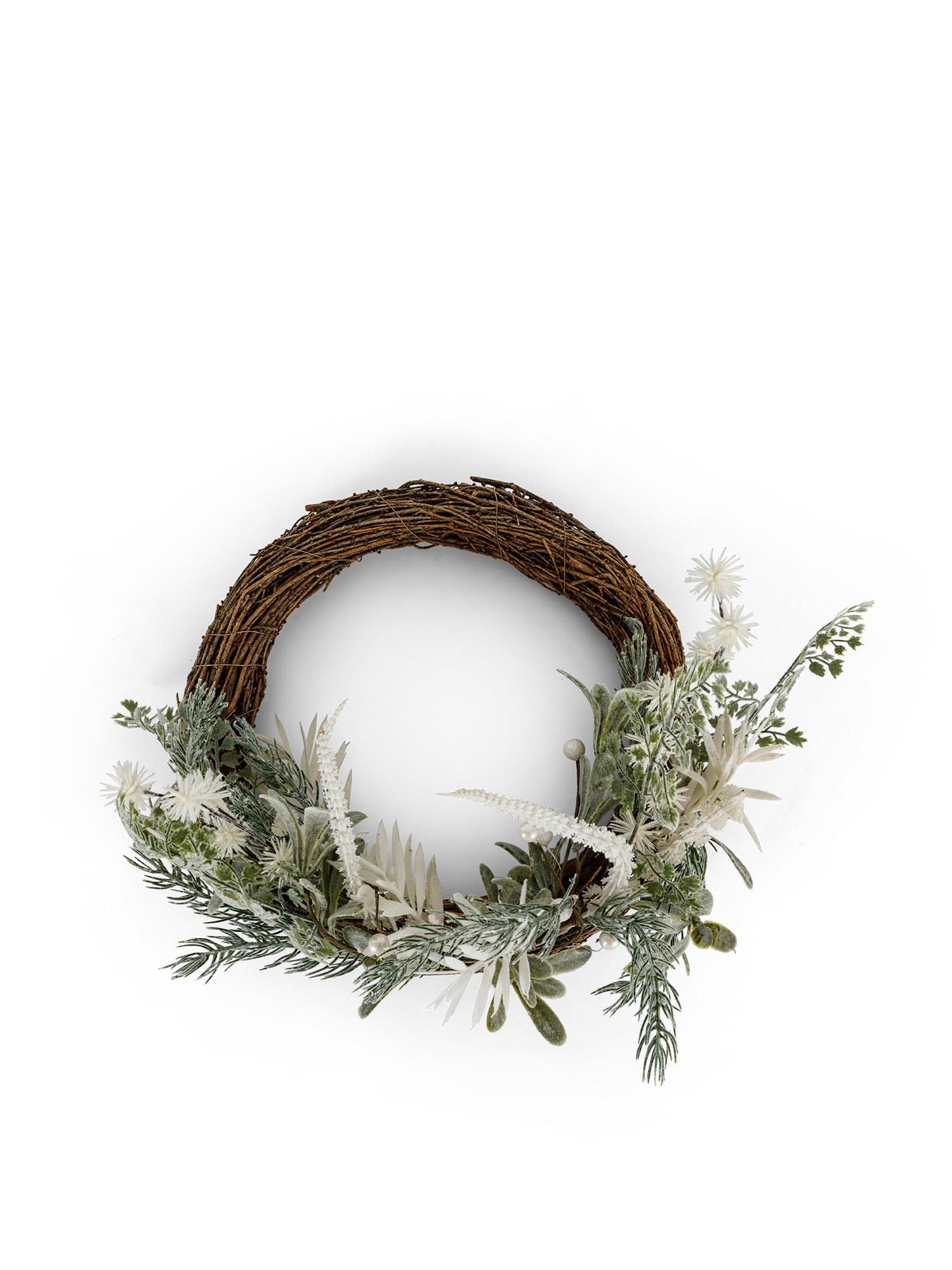 Branch wreath with mistletoe leaves, Light Green, large image number 0