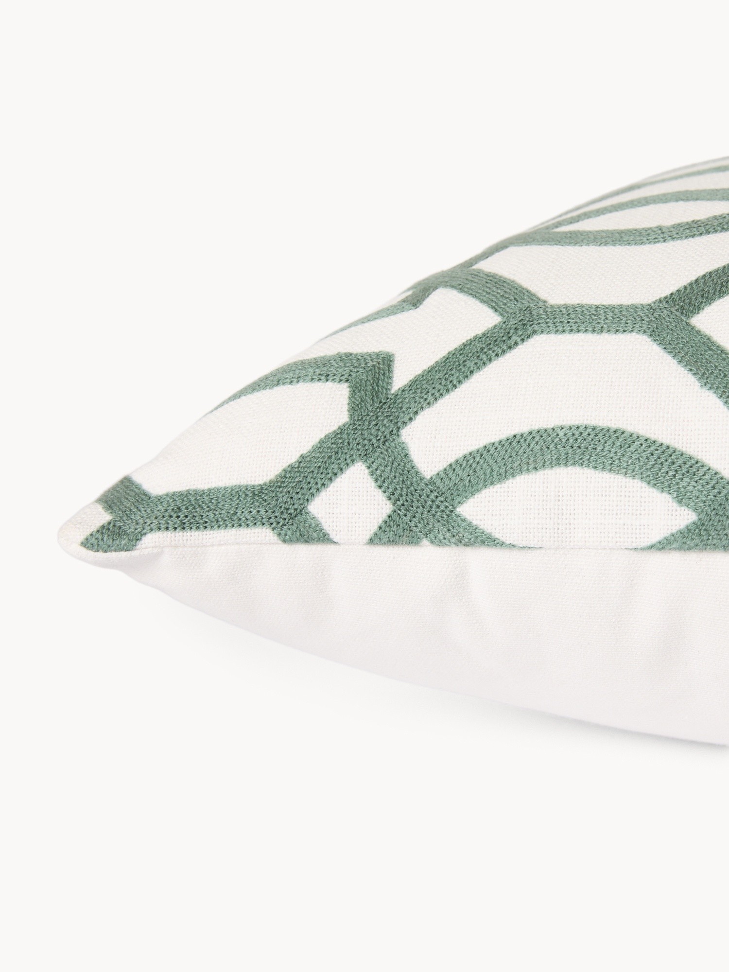 Cuscino con ricamo geometrico 45x45cm, Verde acqua, large image number 2