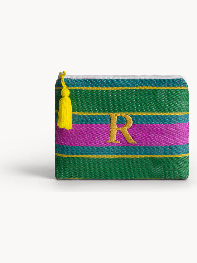 Pochette con ricamo lettera e nappina