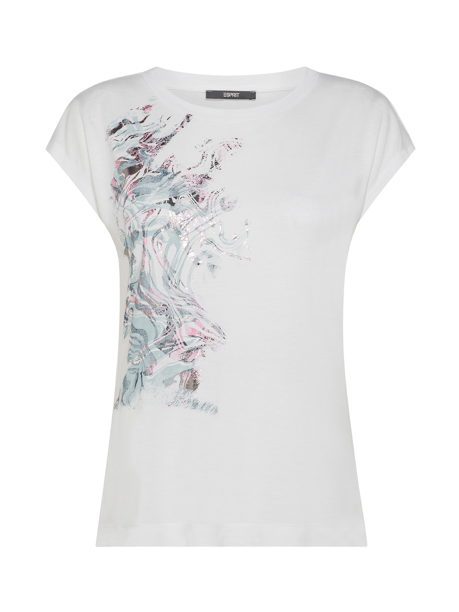 Esprit - T-shirt con scritta con paillettes, Bianco, large image number 0