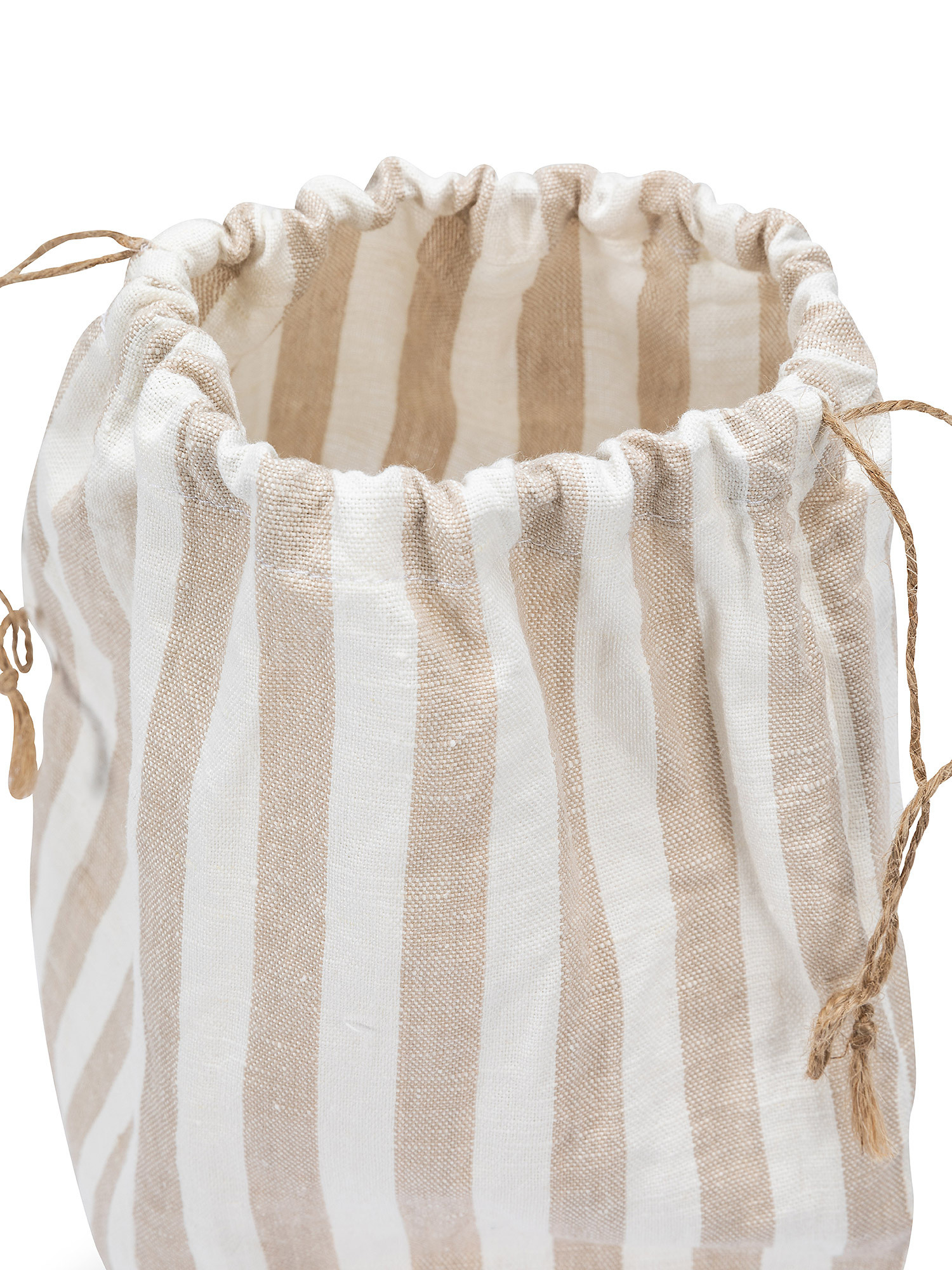 Striped linen and cotton bag, Beige, large image number 1