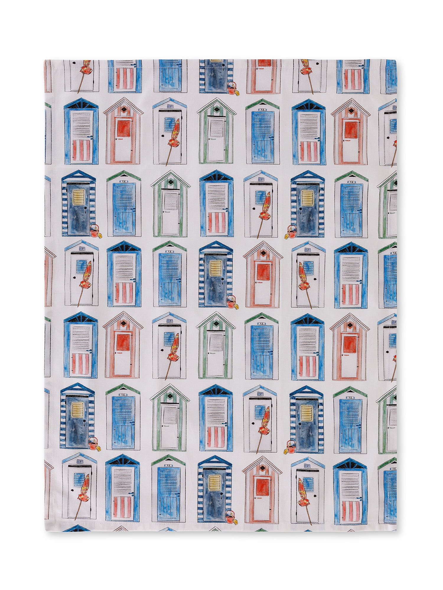 Set of 2 tea towels in pure cotton Mondello print, White, large image number 1