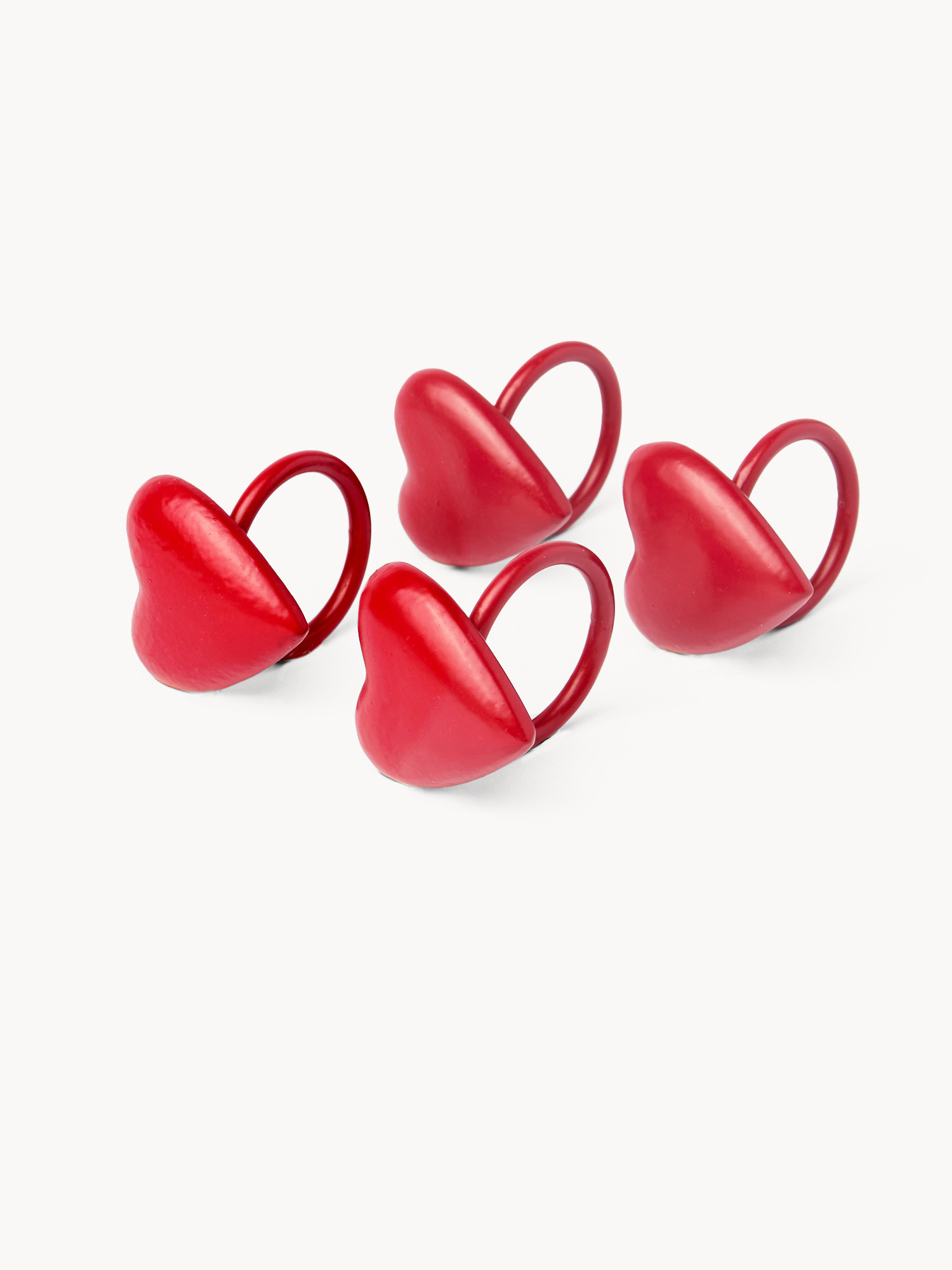 Set of 4 heart-shaped napkin rings, Red, large image number 0