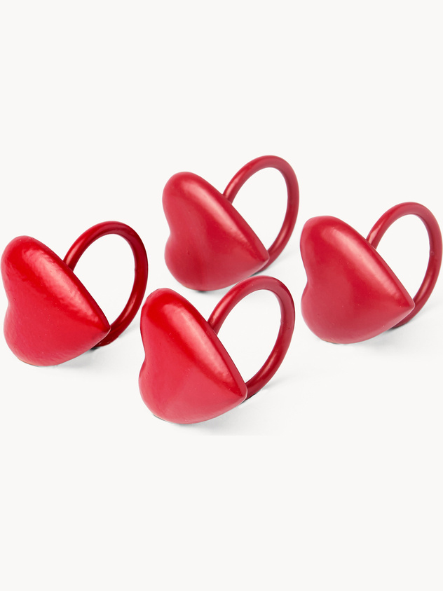 Set of 4 heart-shaped napkin rings