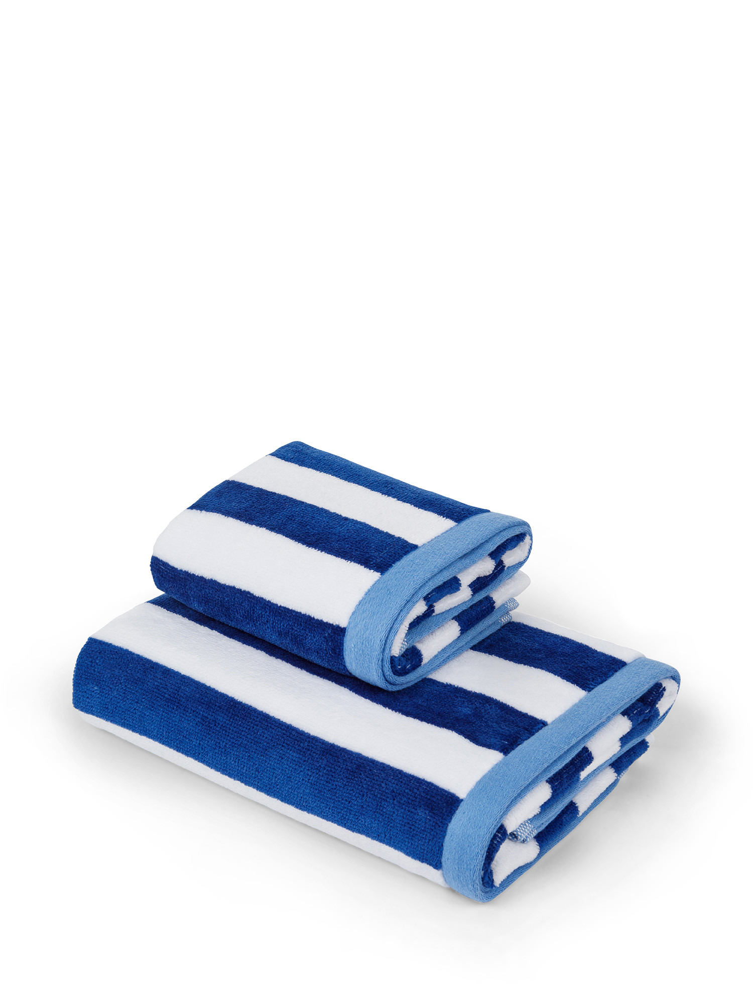Velor cotton towel with sailor stripes motif, Blue, large image number 0