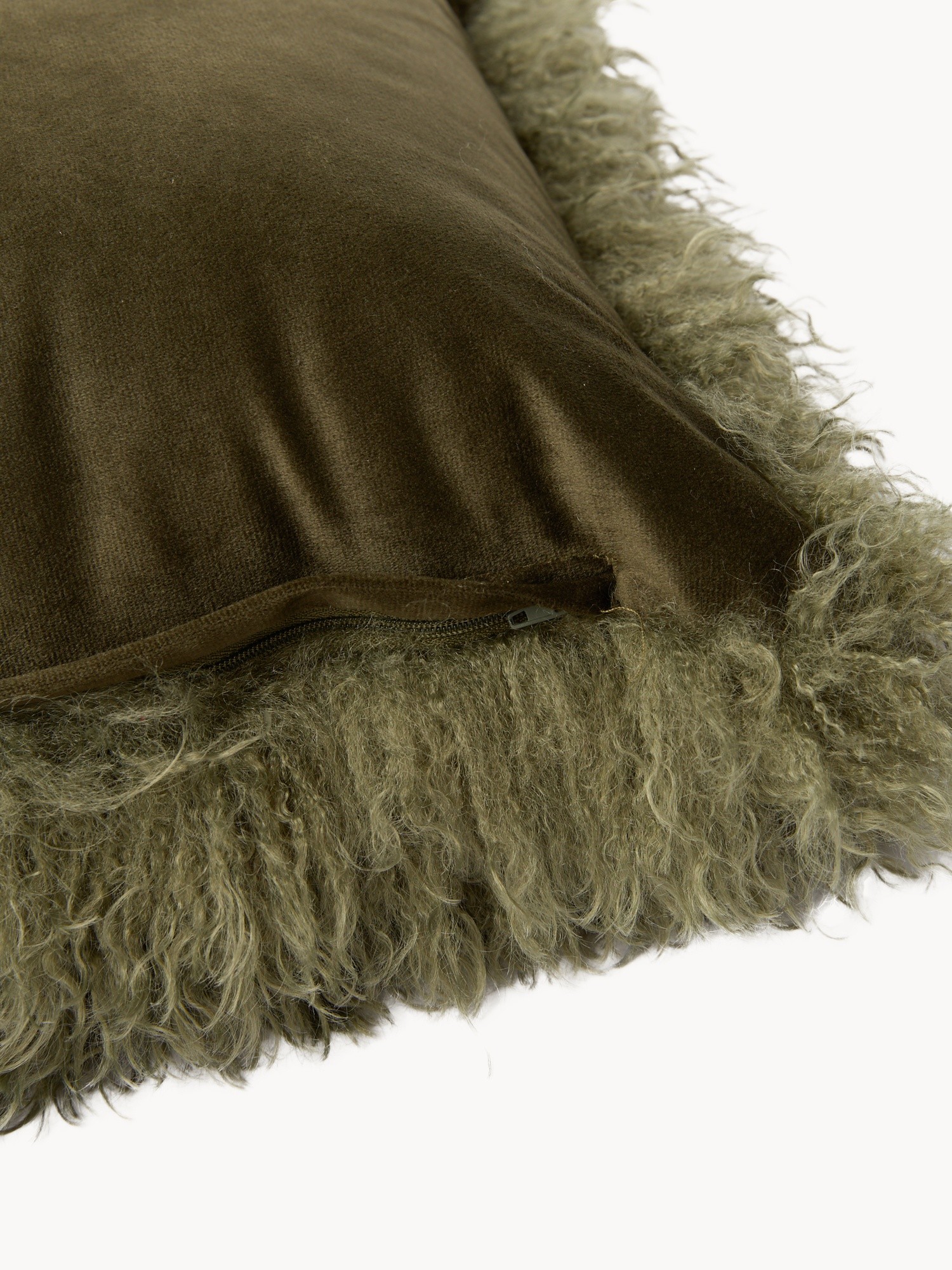 Cuscino effetto mohair 35x55cm, Verde, large image number 2