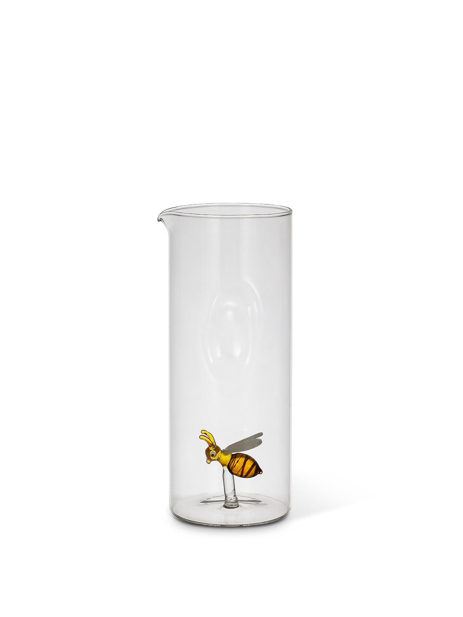 Glass jug with bee detail, Transparent, large image number 0