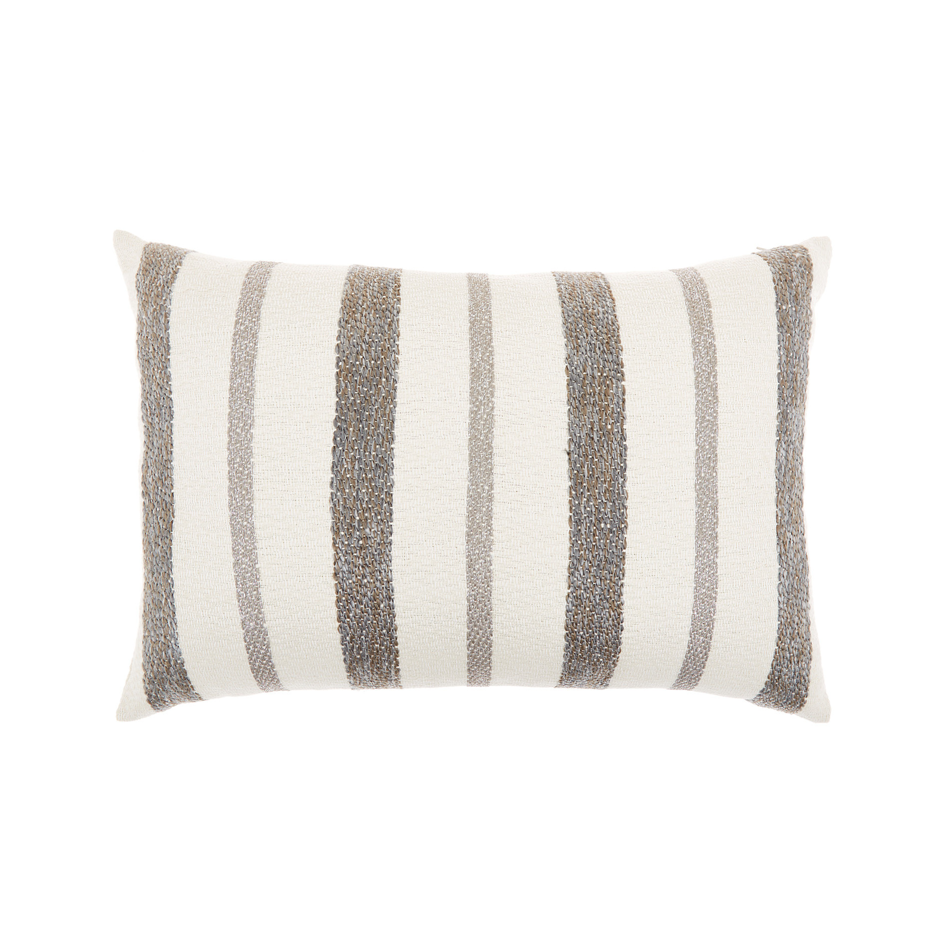 Striped cotton blend cushion 35x55cm, Grey, large image number 0