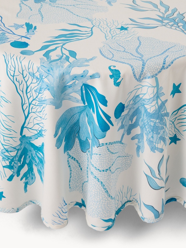 Round Panama Cotton Tablecloth with Marine Print - Introductory Price