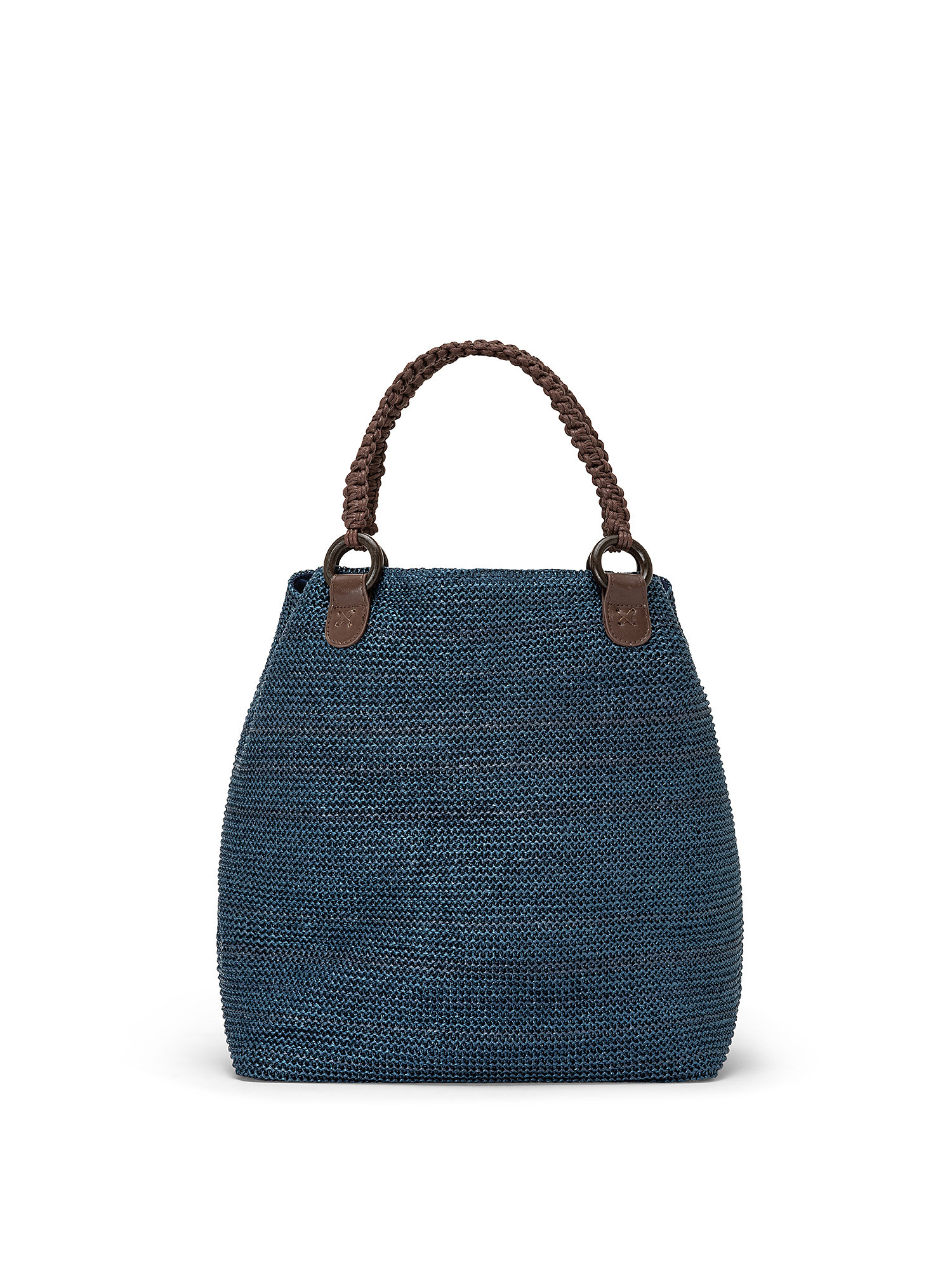 Shopping bag effetto paglia, Blu, large image number 0
