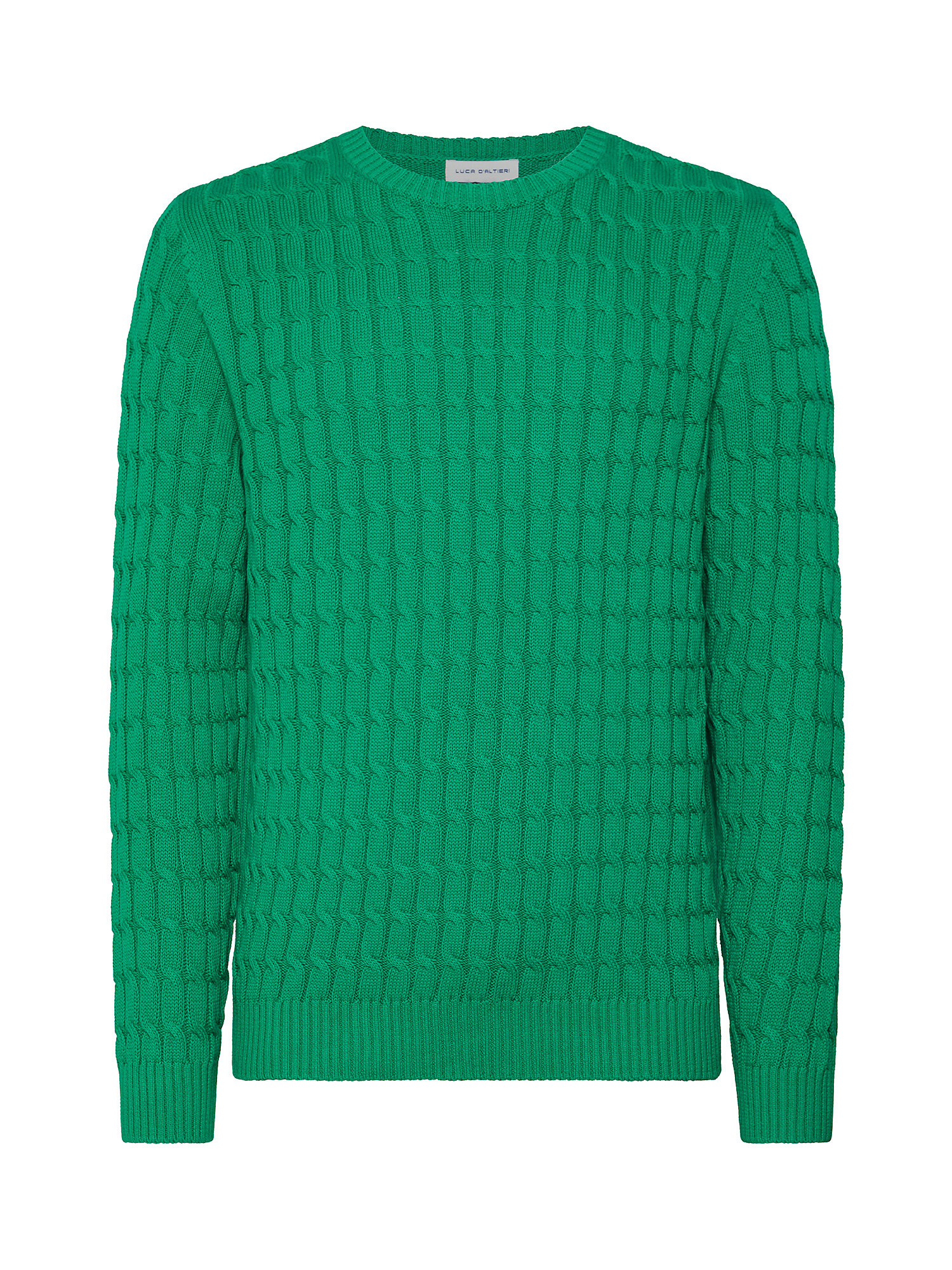 Luca D'Altieri - Crewneck sweater with pure cotton braids, Mint, large image number 0