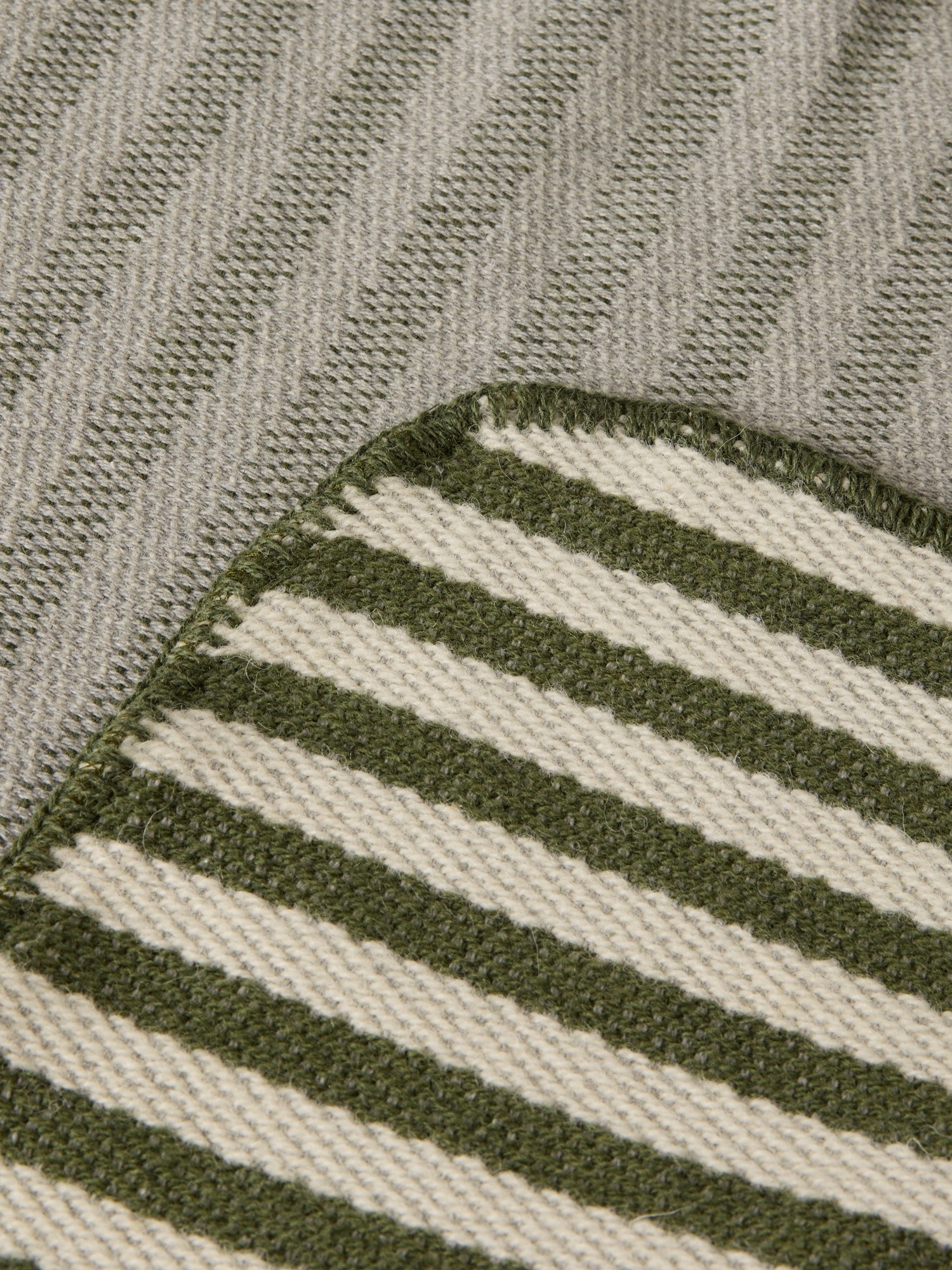 Plaid in lana e cotone a righe, Verde, large image number 1