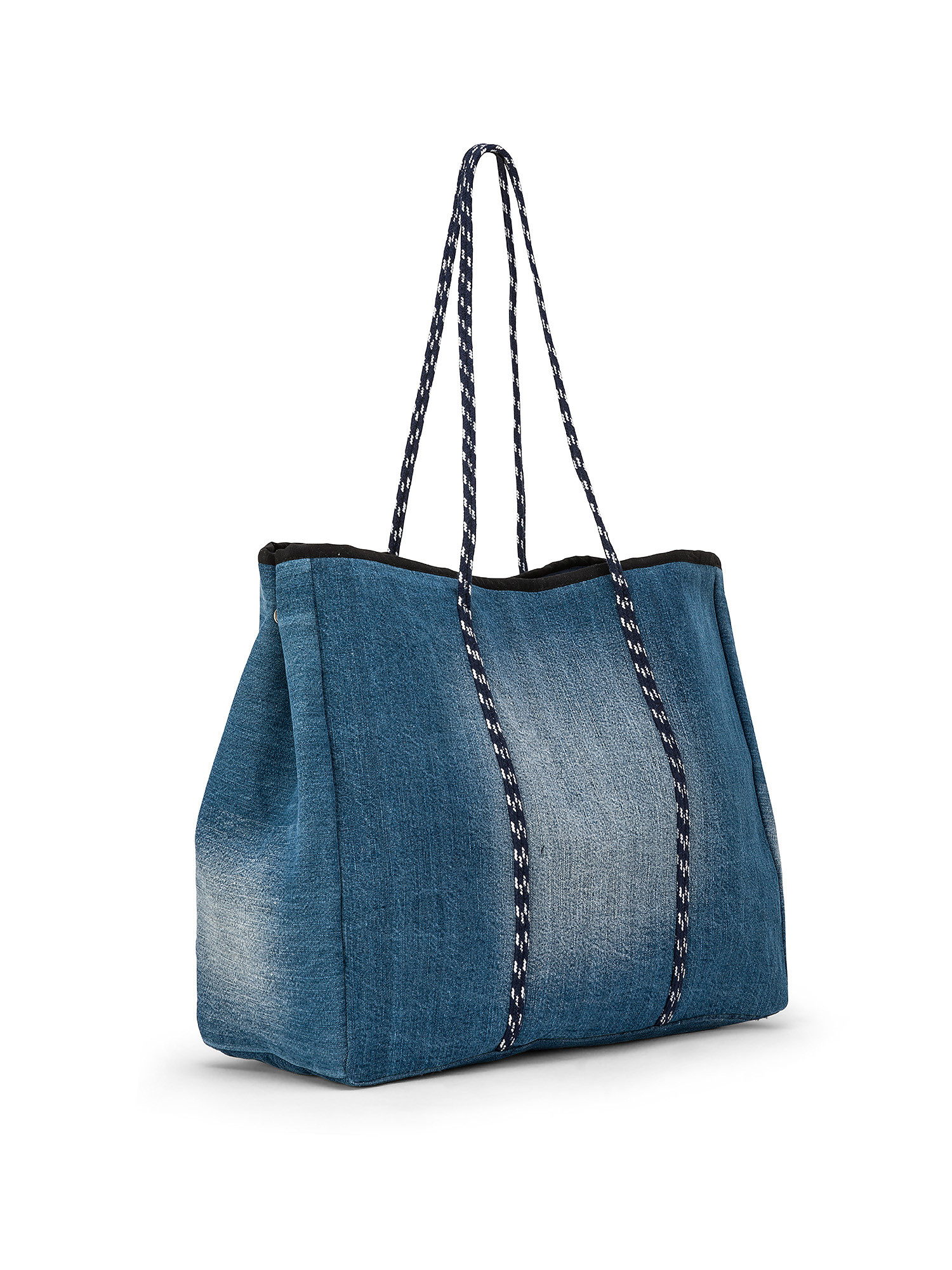 Shopping bag denim di cotone, Azzurro, large image number 1