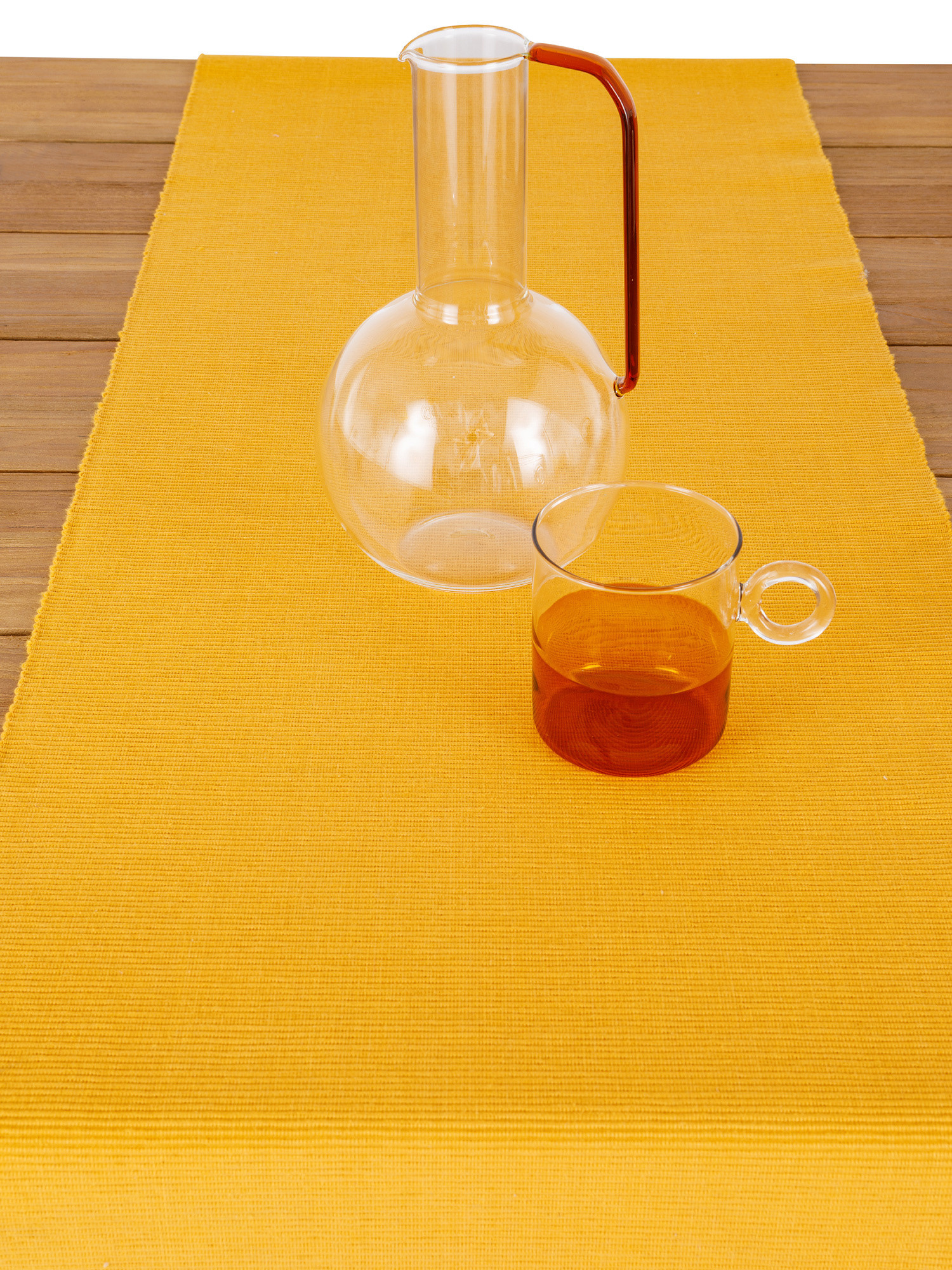Solid color 100% cotton table runner, Ocra Yellow, large image number 2