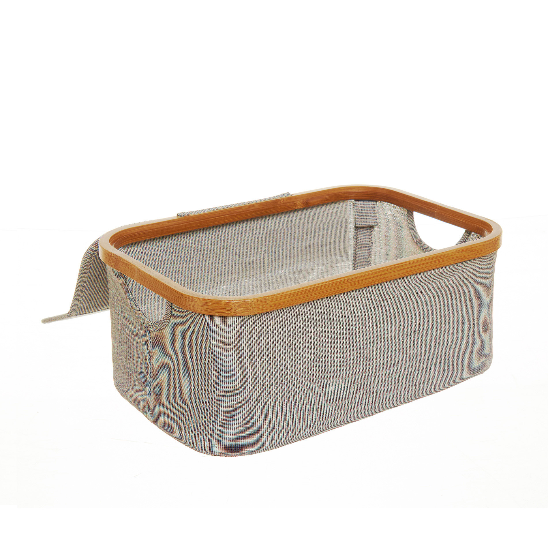 Cotton blend storage with bamboo edging, Grey, large image number 1