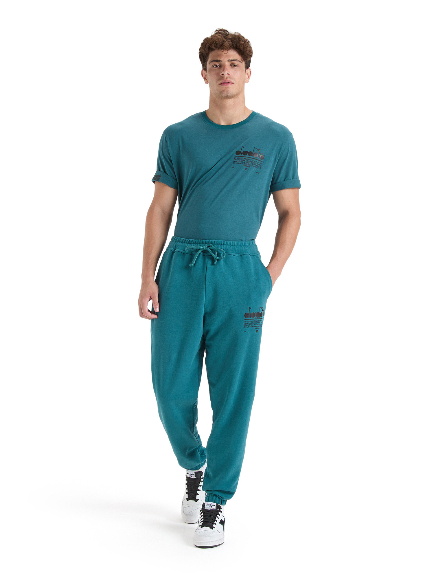 Diadora - Manifesto sports trousers with cotton print, Petroleum , large image number 2