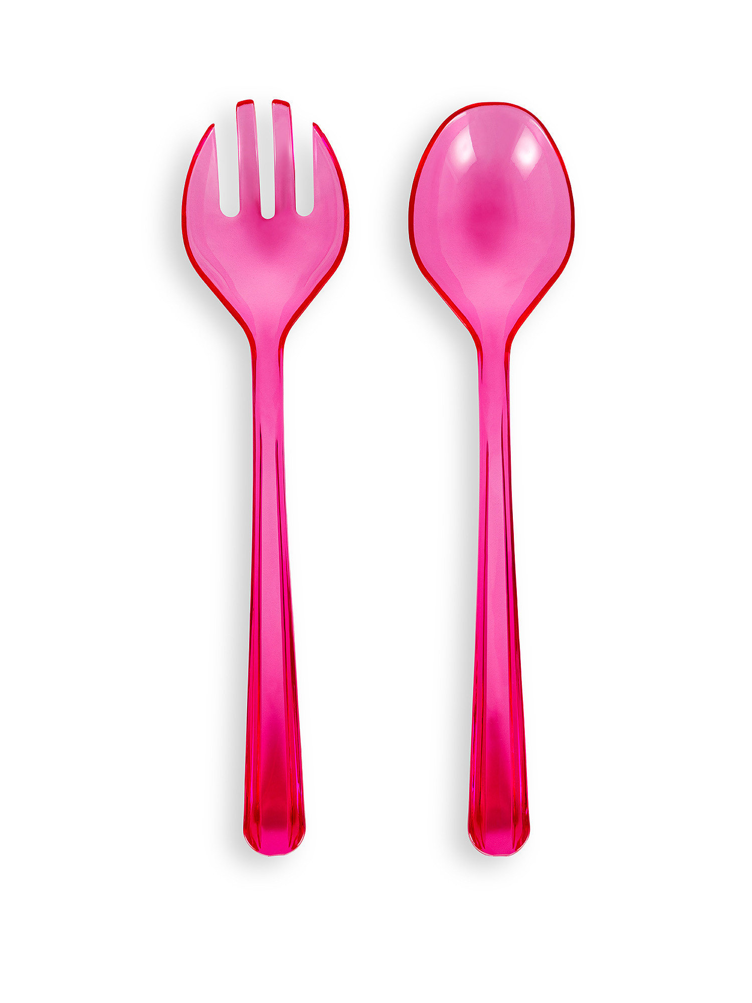 Set of 2 colored plastic cutlery, Pink, large image number 0