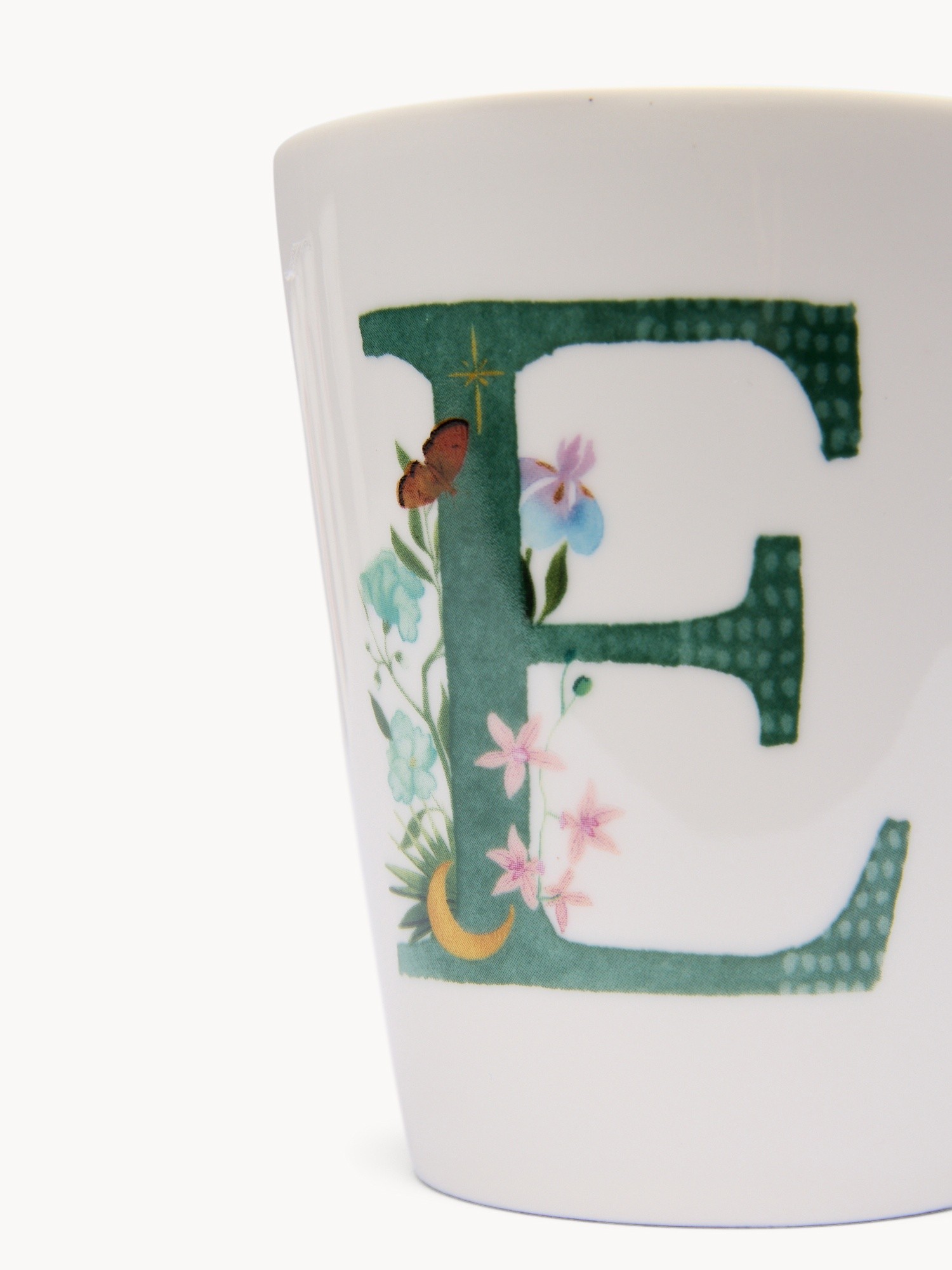 New bone china mug,letter E, White 1, large image number 1