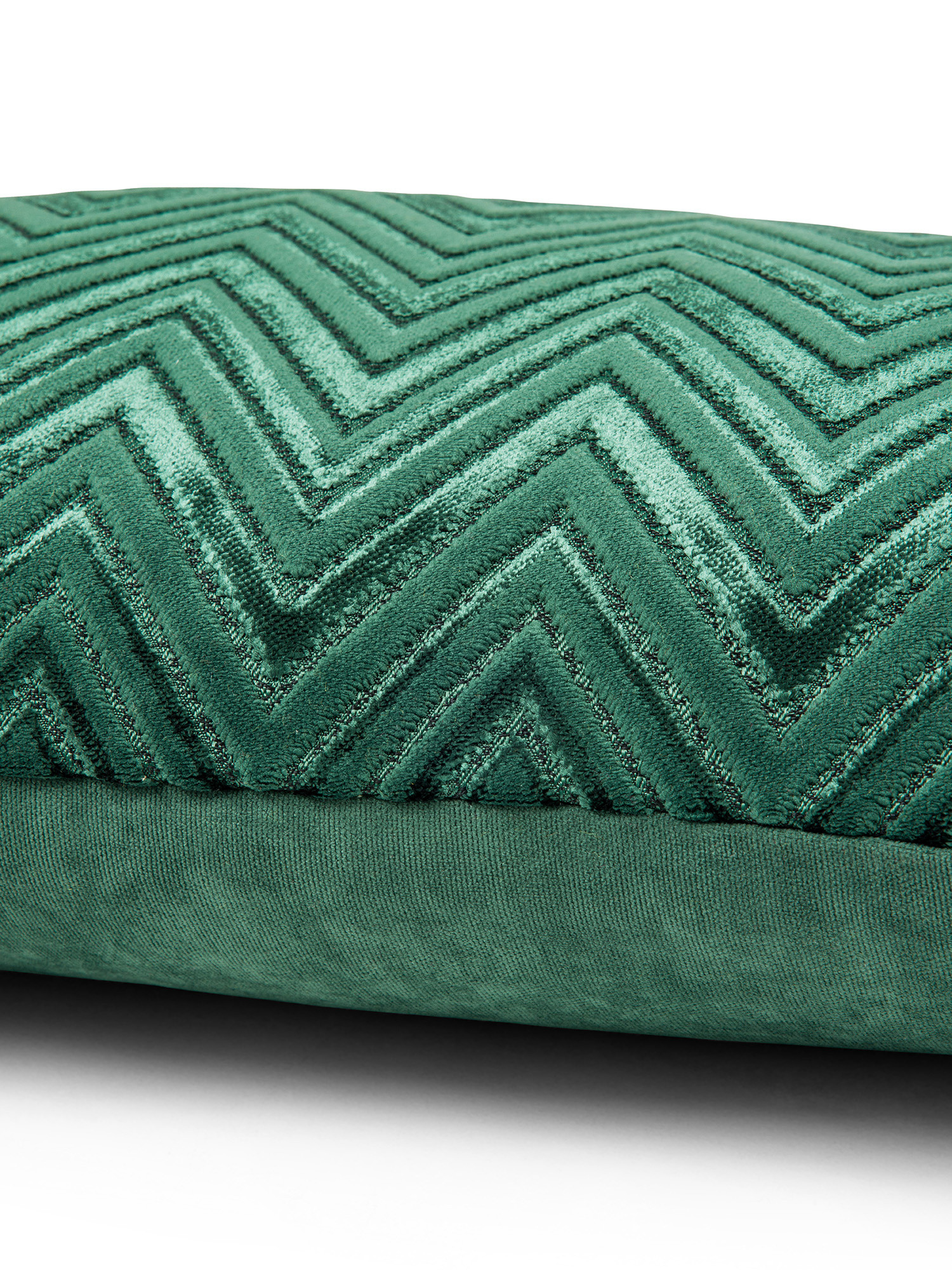 Cuscino 35x55 cm in velluto jacquard motivo geometrico, Verde, large image number 2