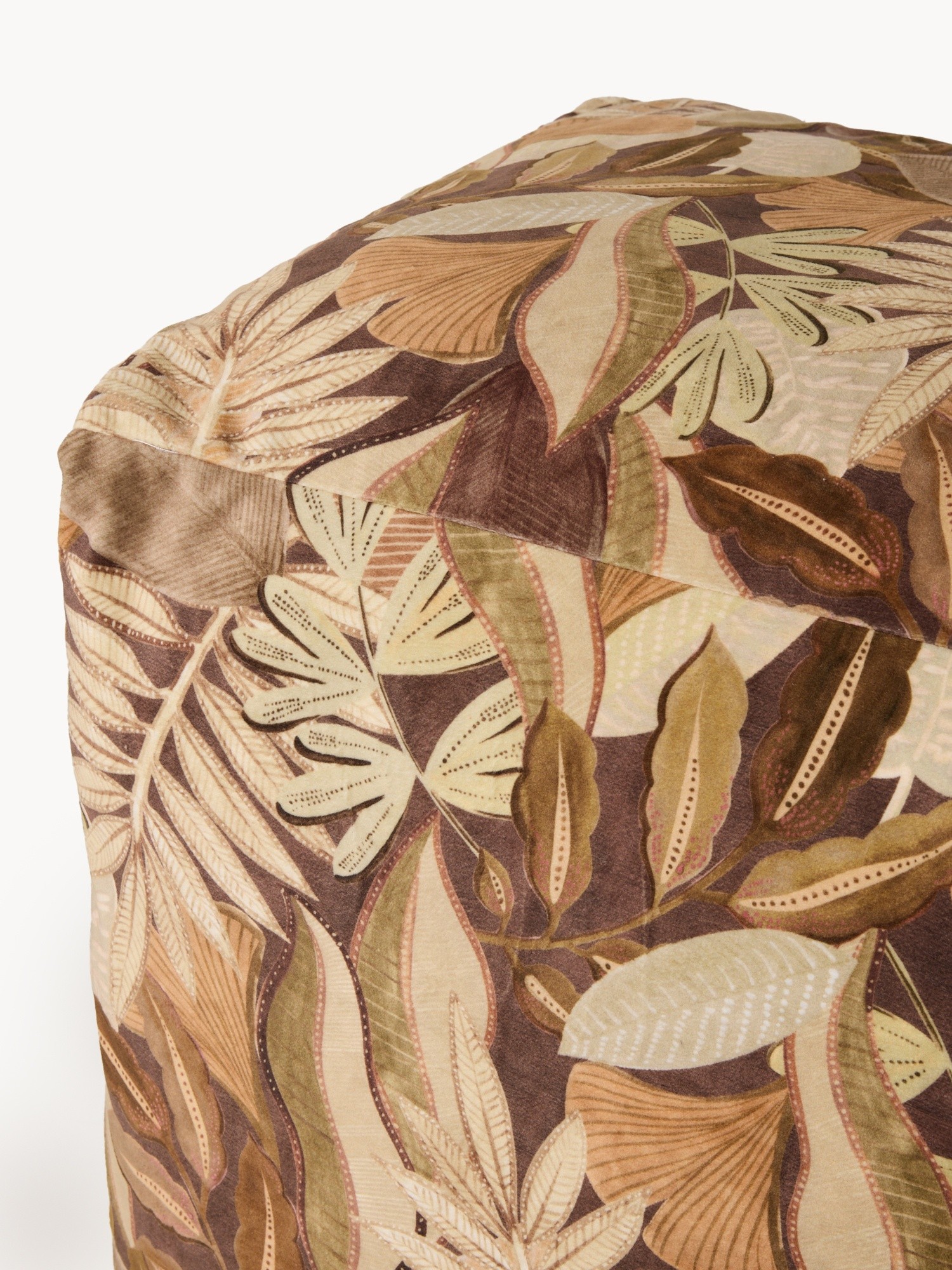 Foliage print pouf, Brown, large image number 1