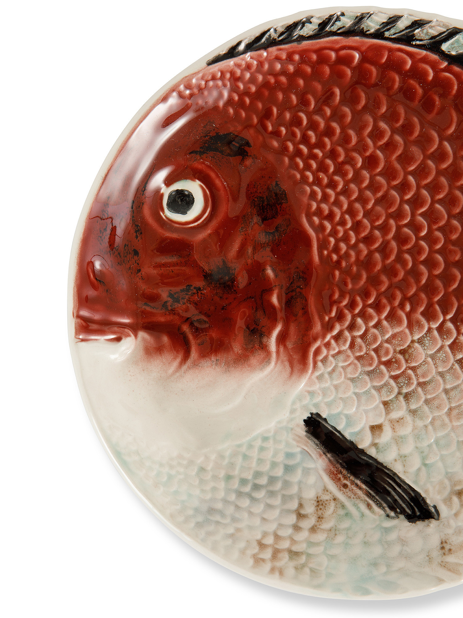 Piatto frutta ceramica a pesce, Rosso, large image number 1
