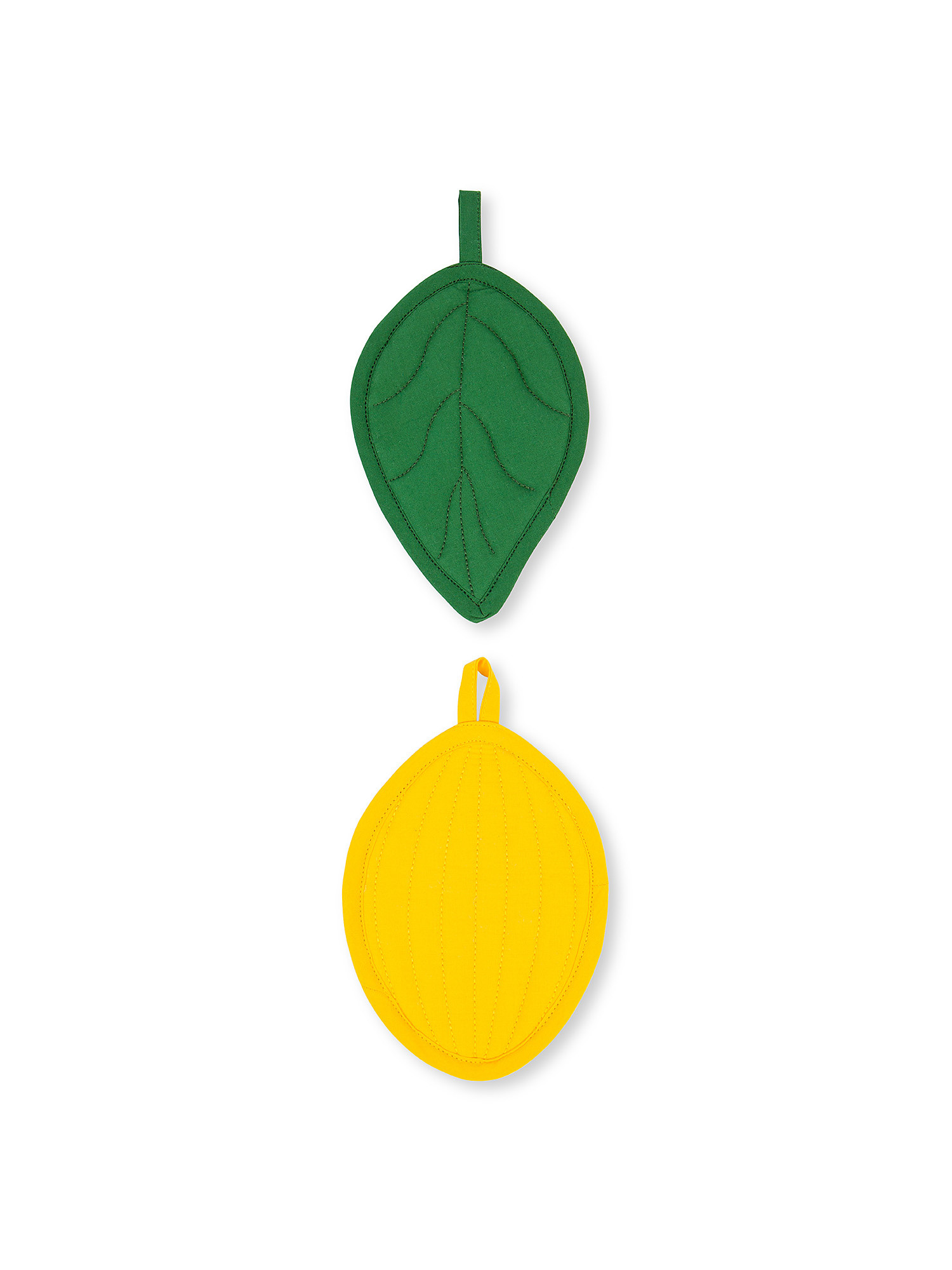 Set of 2 lemon and leaf shaped pot holders, Yellow, large image number 0
