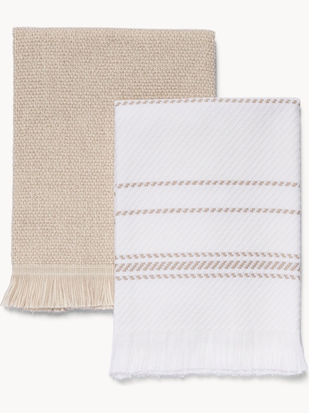 Set of 2 cotton tea towels with fringes