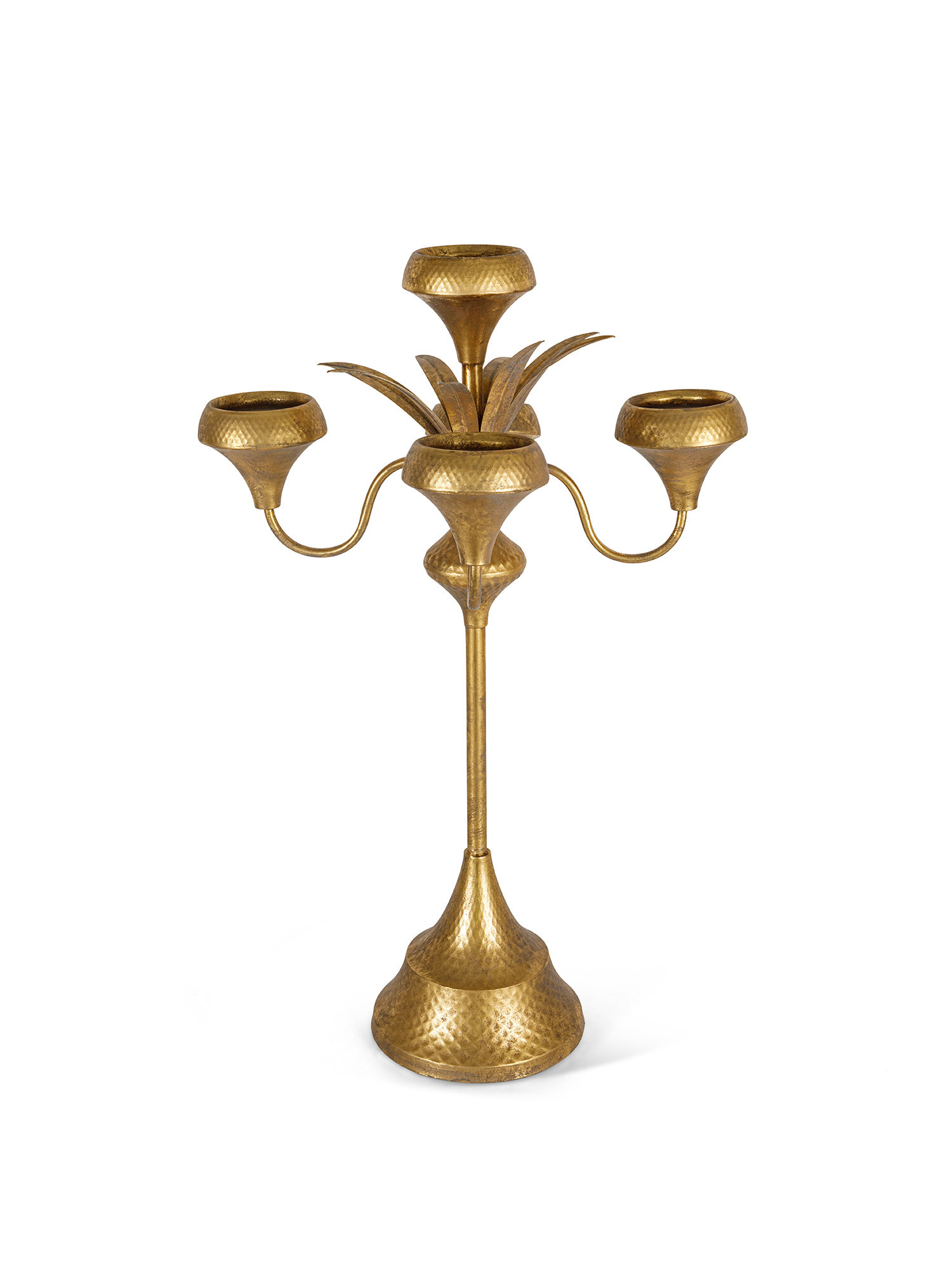 5 lights candlestick in golden metal, Gold, large image number 0