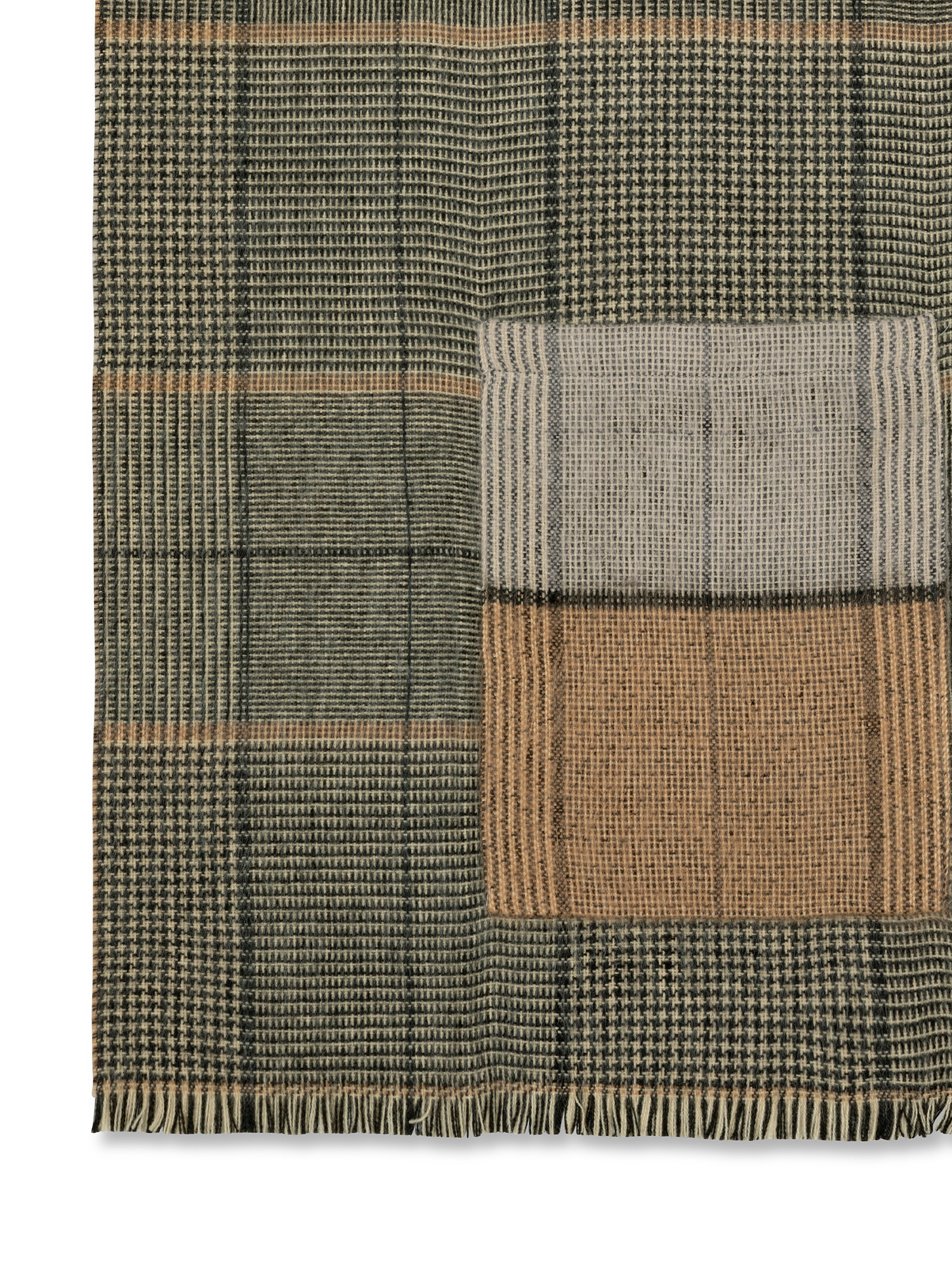 Stola con tasche tessuto effetto lana, Beige, large