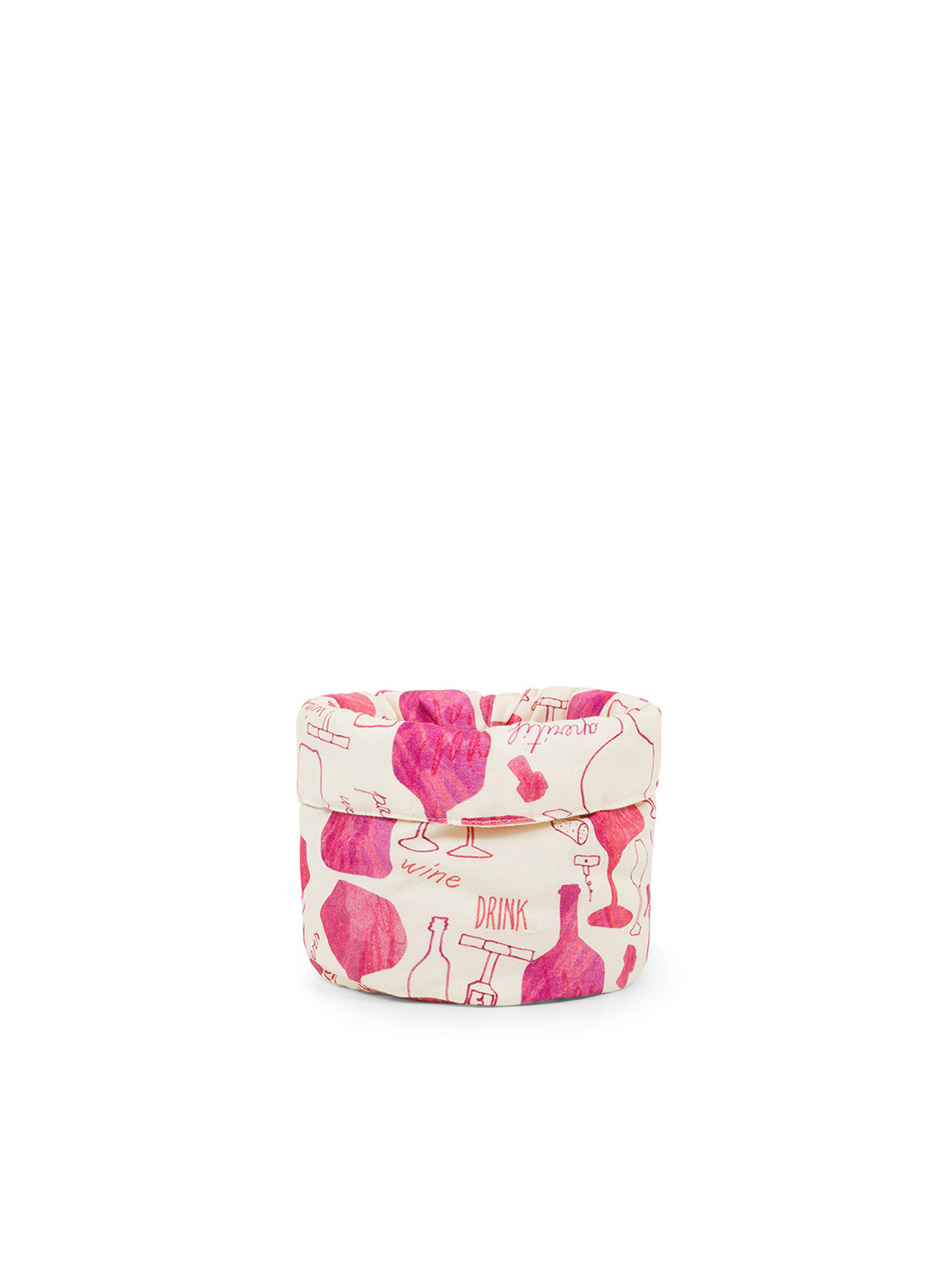 Cotton panama basket with wine print, Pink, large image number 0