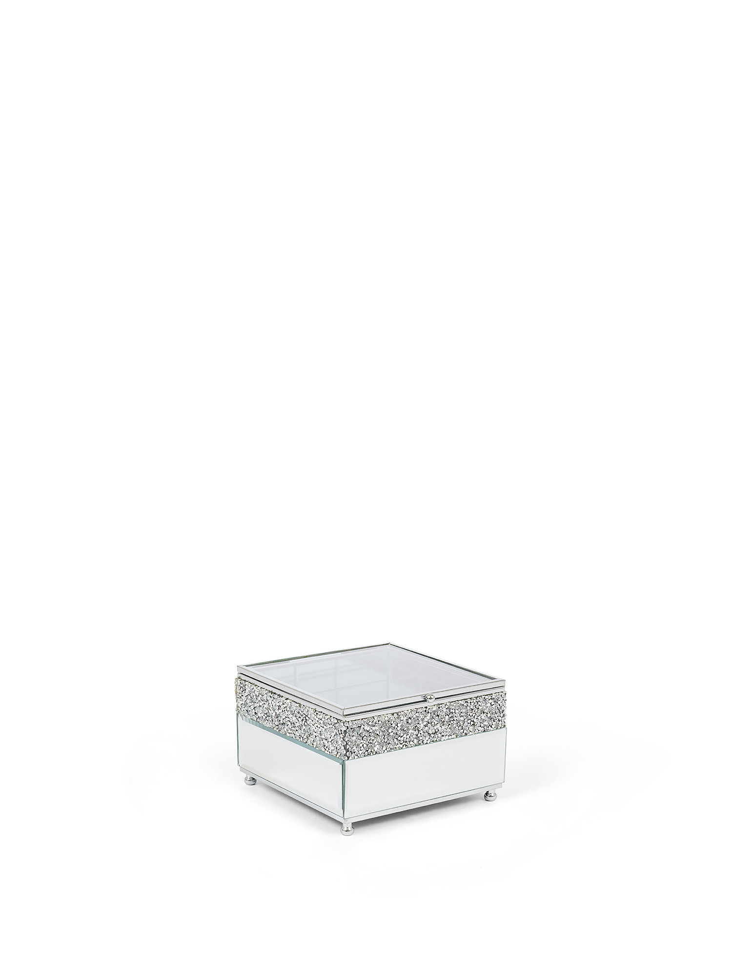 Glass jewelery box with decoration, Silver Grey, large image number 0