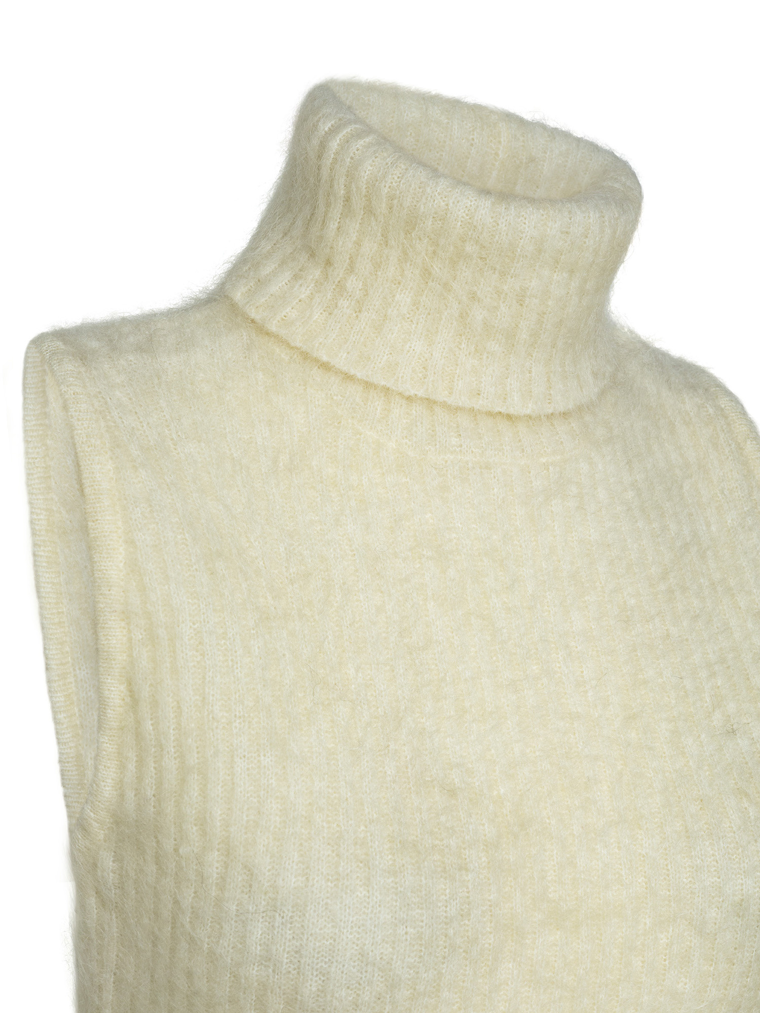 Top in maglia aderente in misto lana mohair, Beige, large image number 2