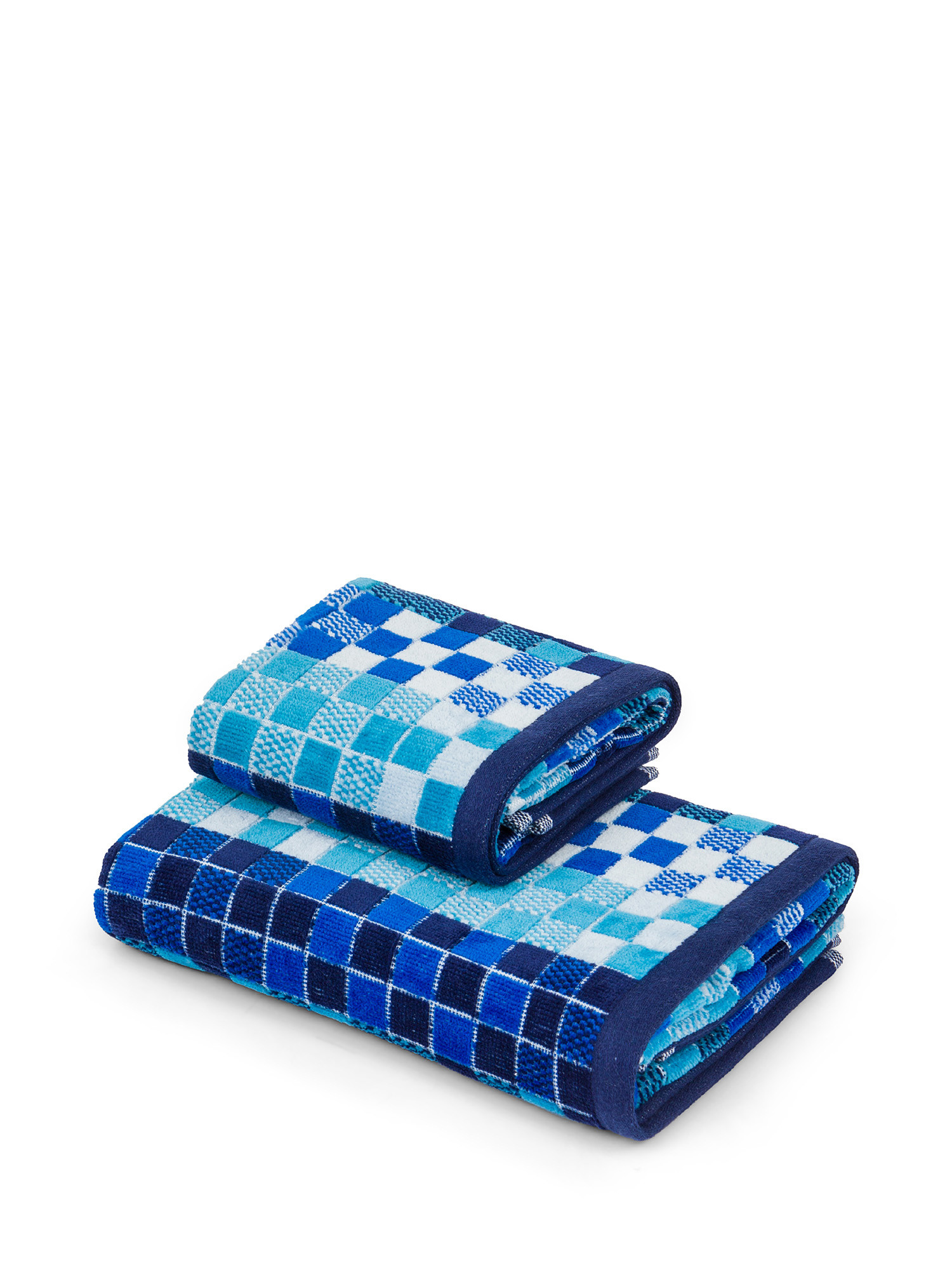 Mosaic effect cotton velour towel, Blue, large image number 0