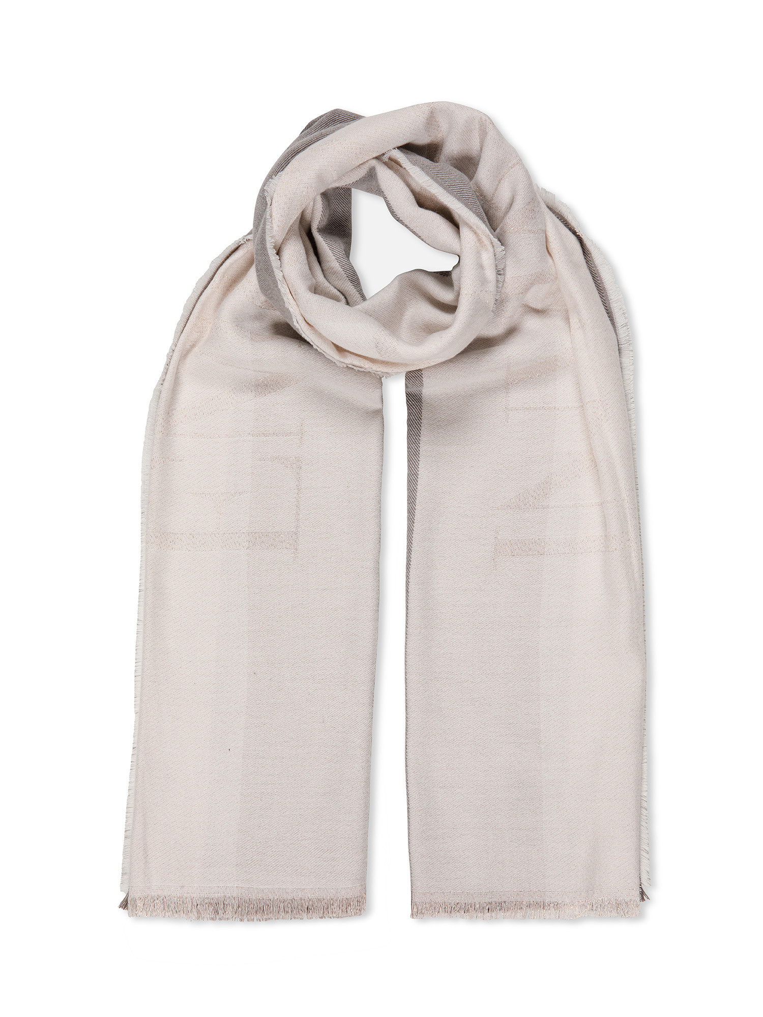 Emporio Armani - Striped stole with logo, Dove Grey, large image number 0
