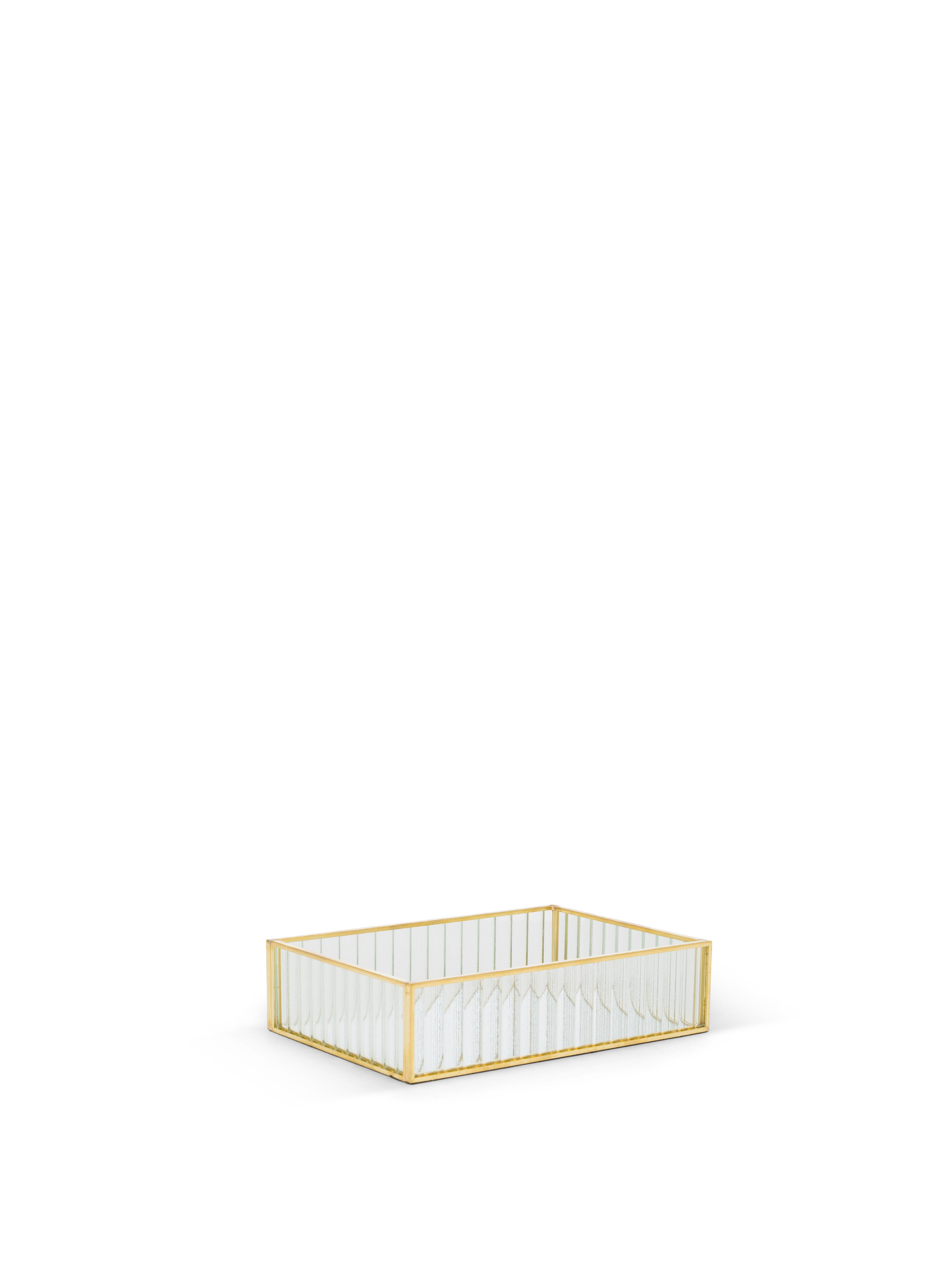 Decorative glass tray with golden edges, Gold, large image number 0