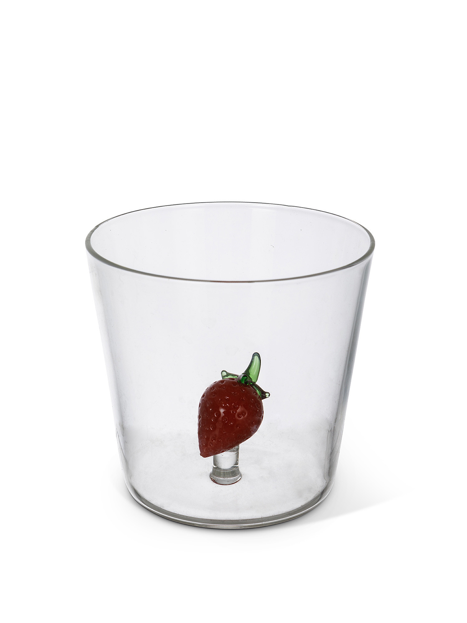 Bicchiere vetro borosilicato dettaglio fragola, Trasparente, large image number 1
