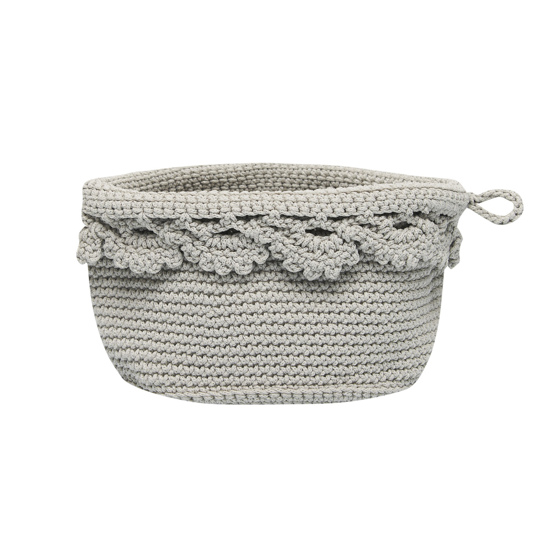 Crocheted round basket, Light Grey, large image number 0