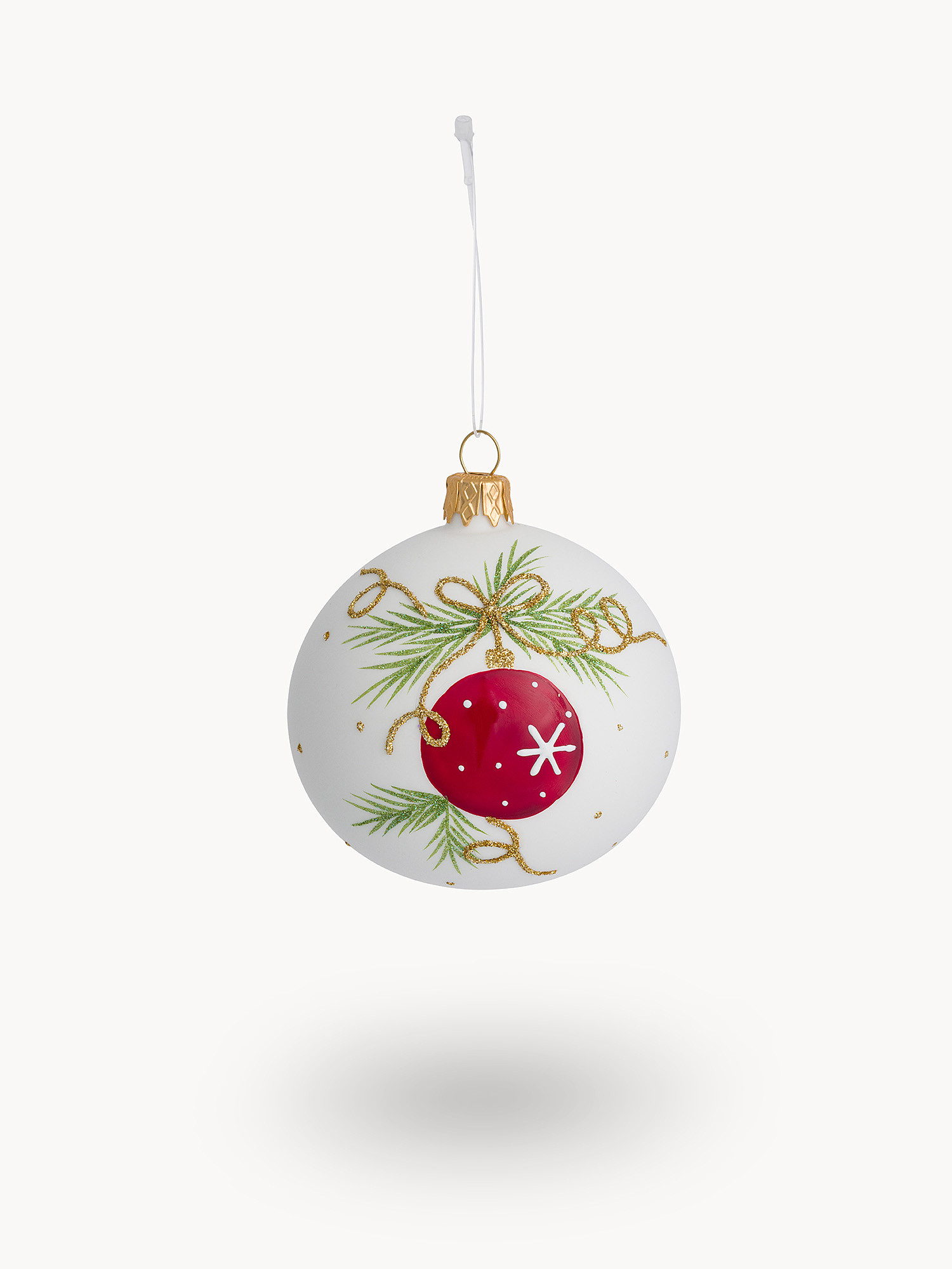 Mouth-blown glass sphere by European artisans, White, large image number 0