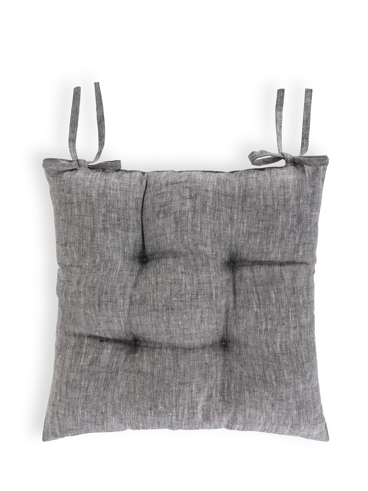 Solid color washed linen chair cushion, Grey, large image number 0