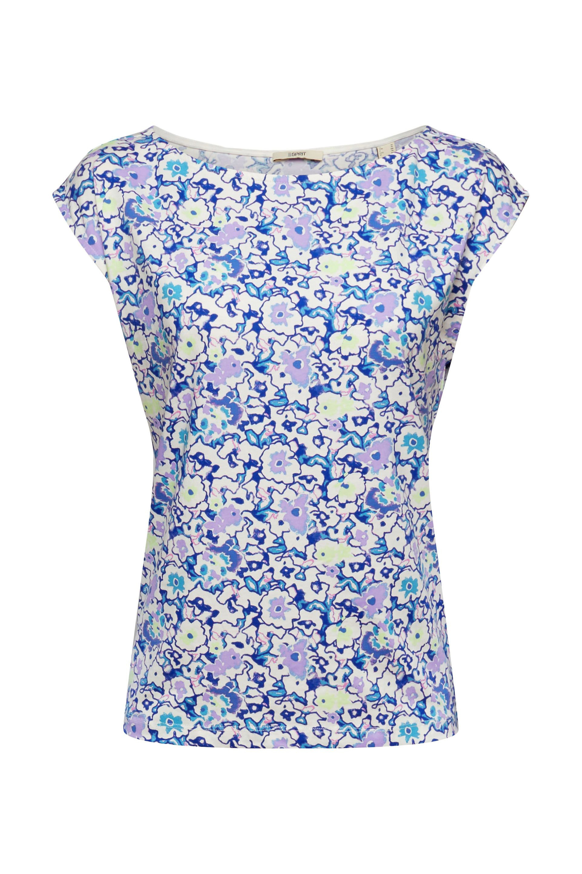 Esprit - T-shirt con stampa floreale, Blu, large image number 0