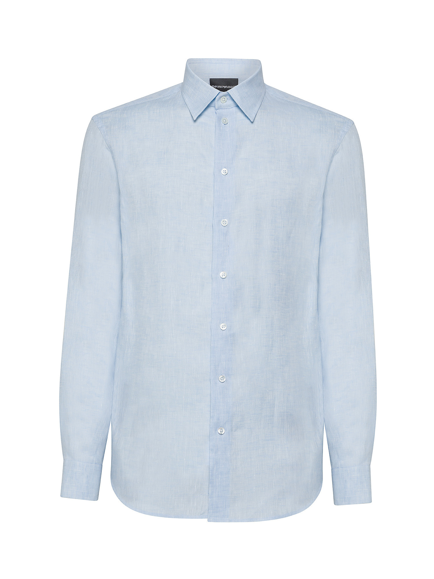Emporio Armani - Camicia relaxed fit in puro lino, Azzurro, large image number 1