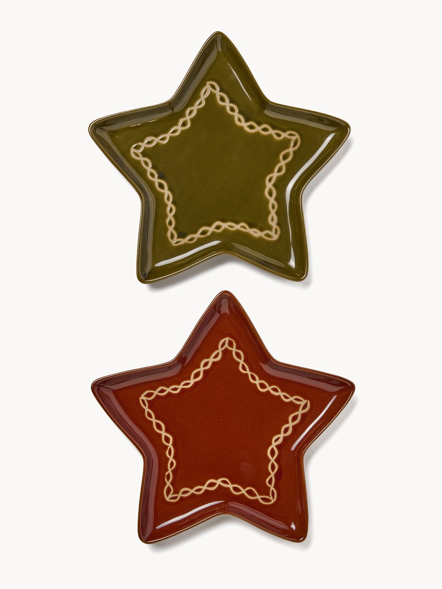 Small ceramic plate in the shape of a star, Green, large image number 0