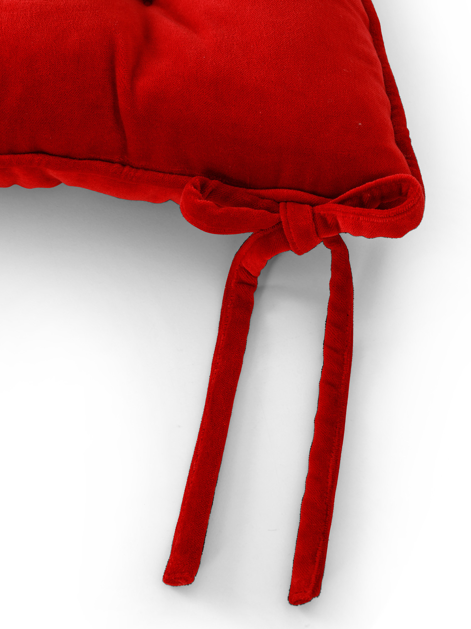 Solid color cotton velvet kitchen cushion, Red, large image number 1