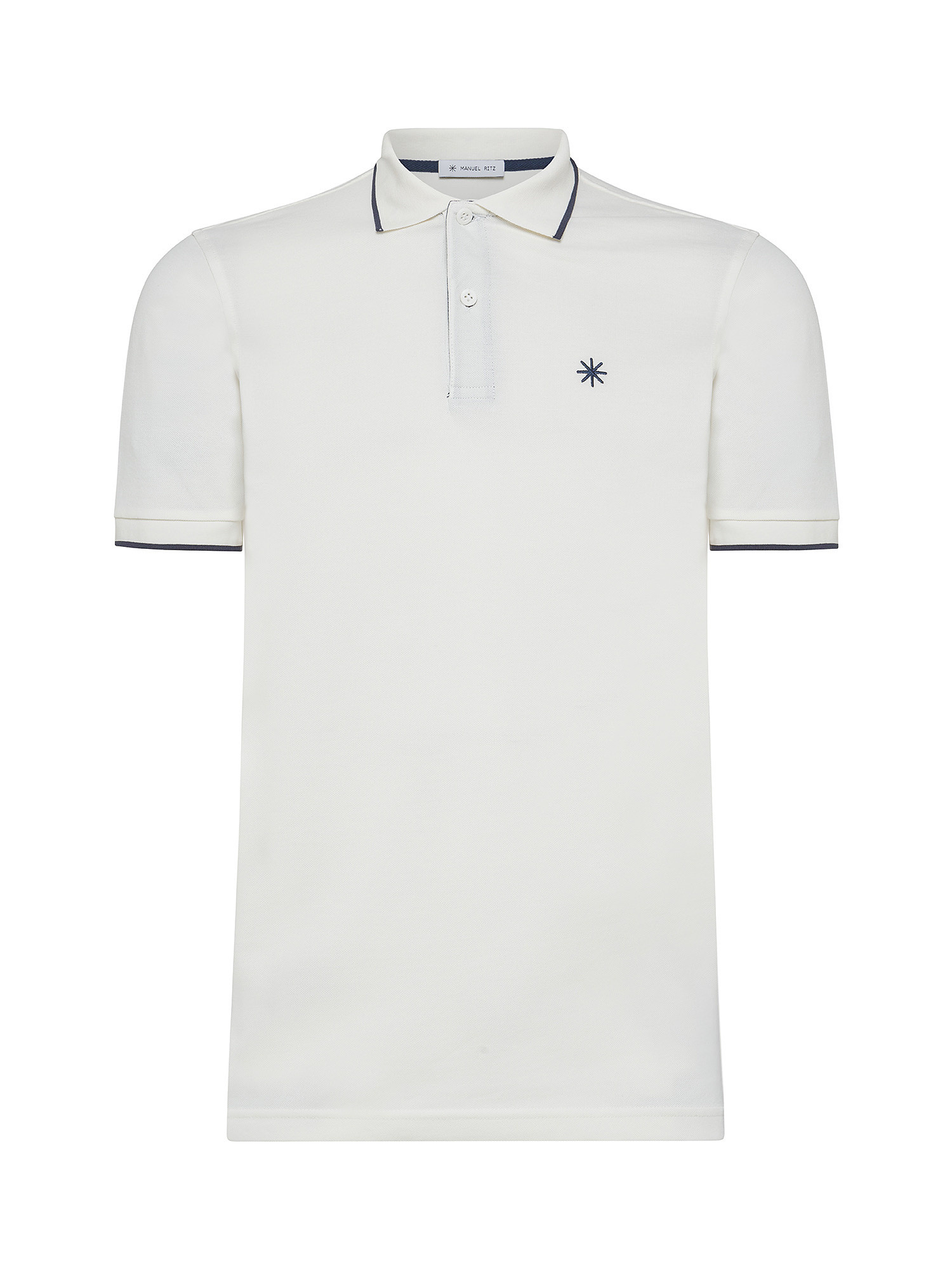Manuel Ritz - Polo with contrasting edges and logo, White, large image number 0