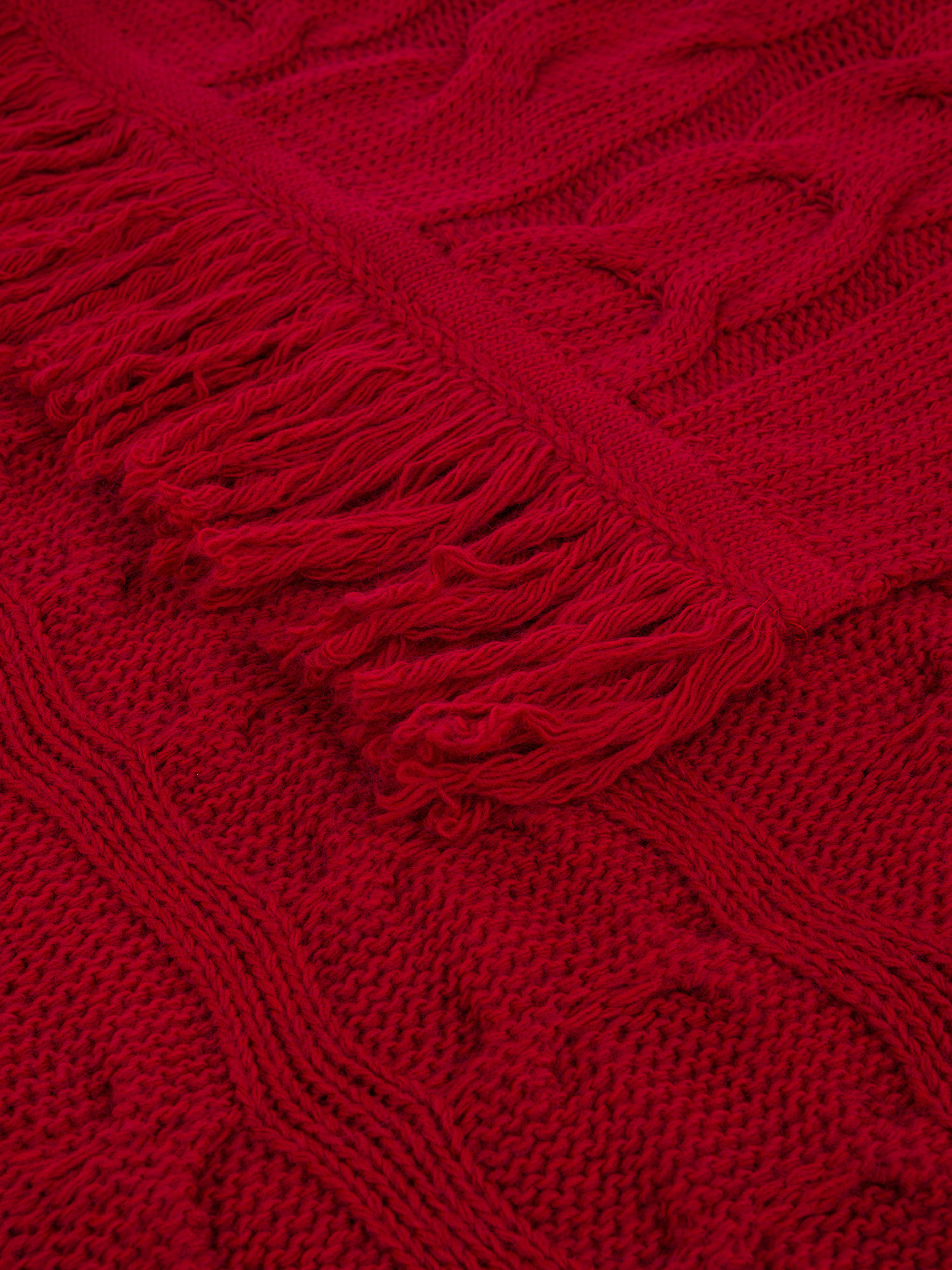 Cable plaid with fringes, Red, large image number 1