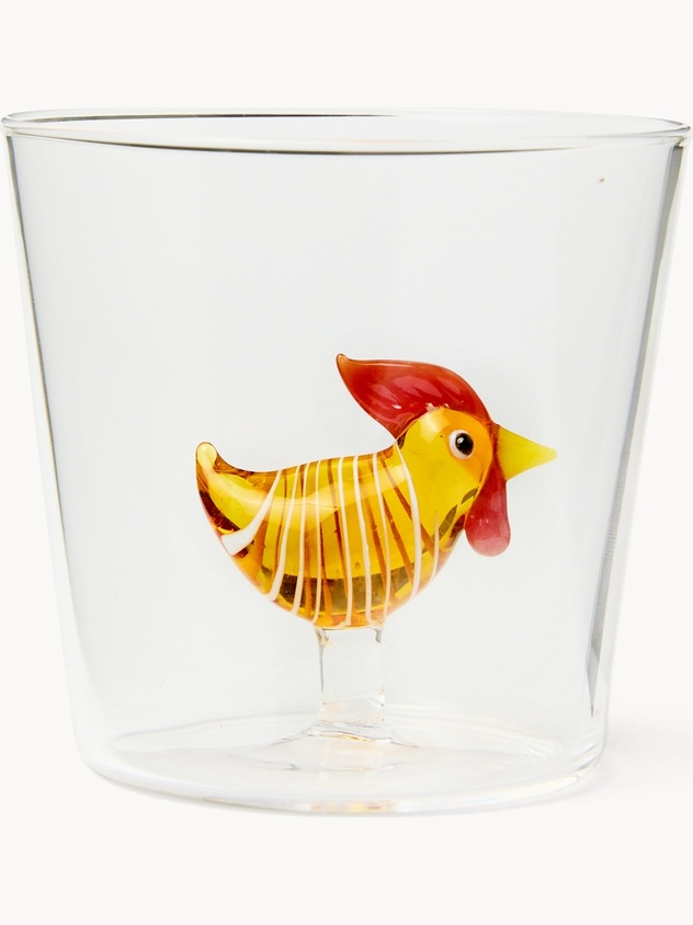 Bicchiere in vetro borosilicato dettaglio gallo