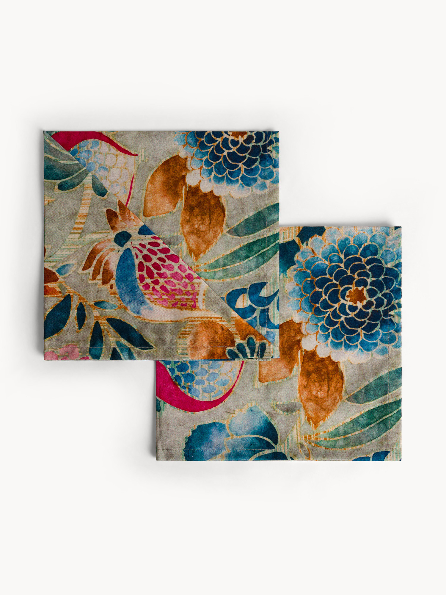 Set 2 tovaglioli in twill di puro cotone stampa floreale, Multicolor, large image number 0