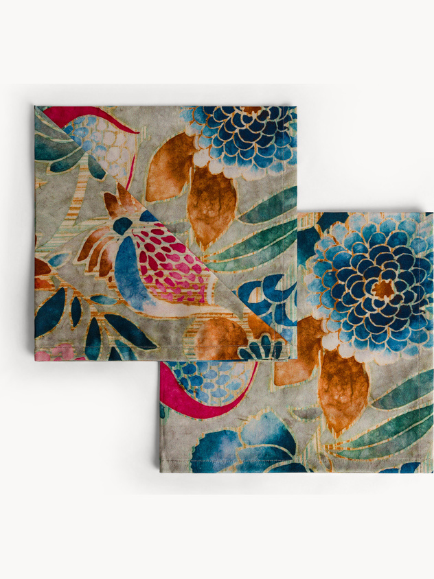 Set of 2 pure cotton twill napkins with floral print