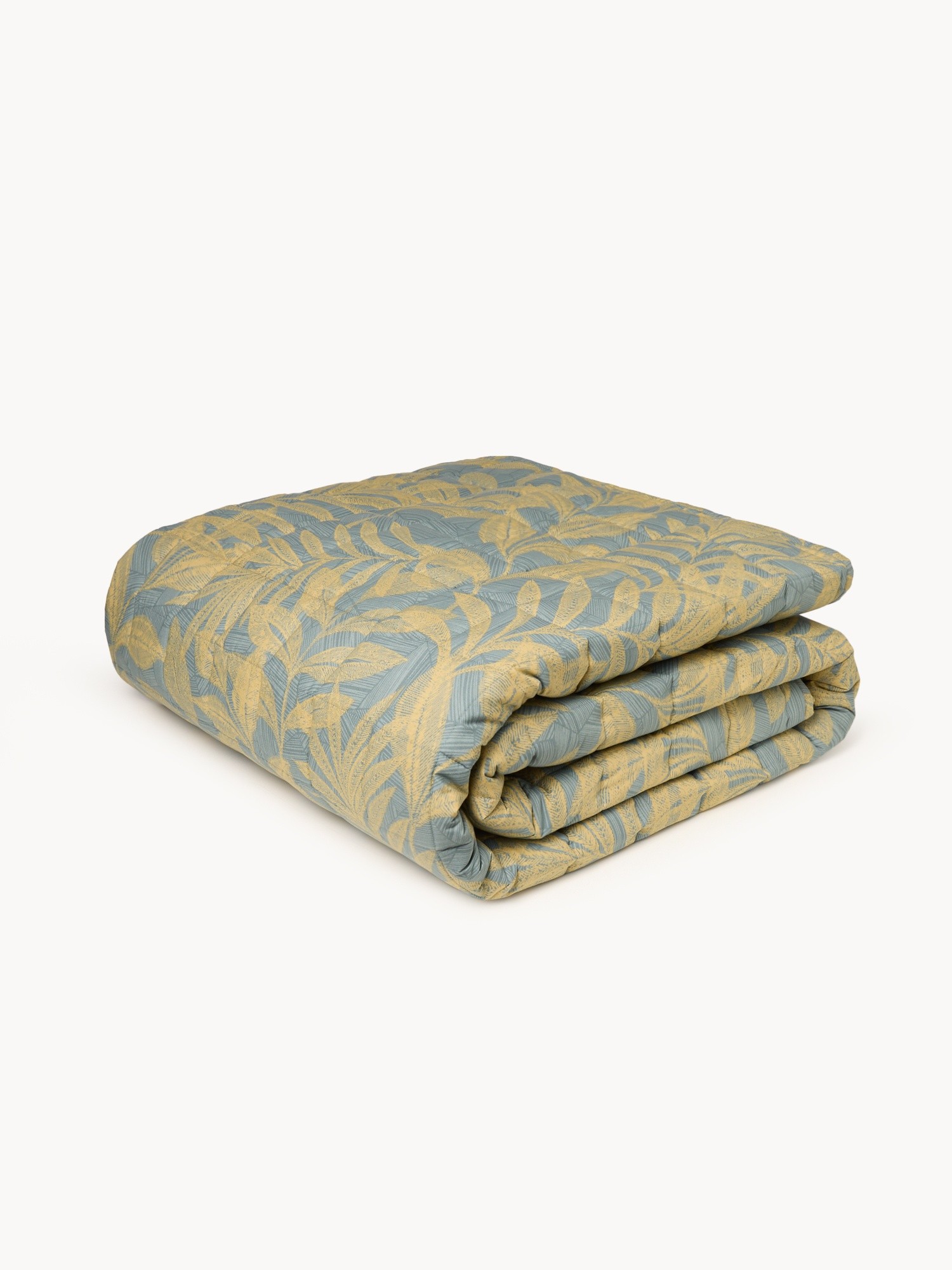 Leaf-patterned cotton percale quilt, Green, large image number 0