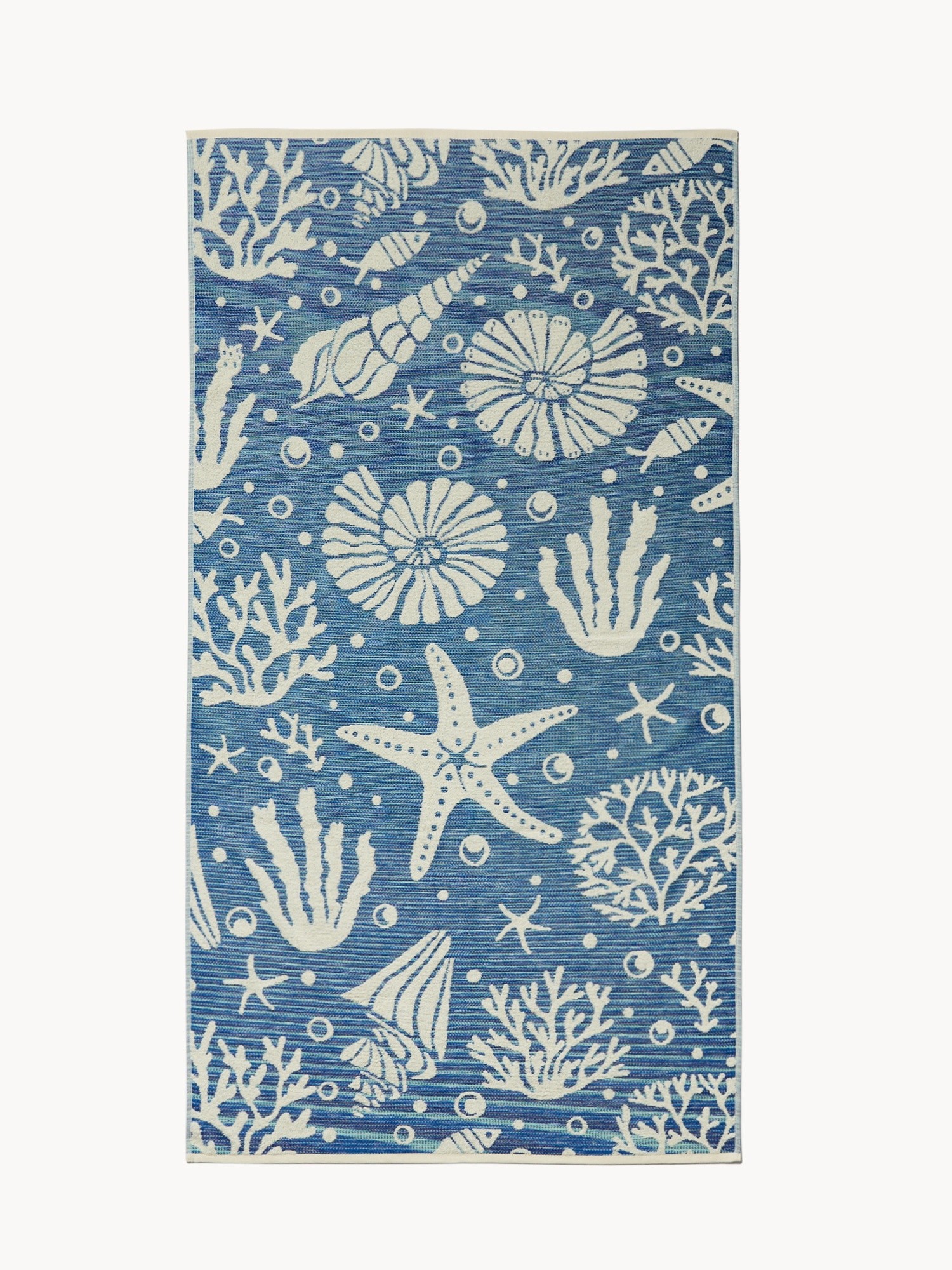 Reversible yarn-dyed cotton beach towel - Introductory price, White / Blue, large image number 0